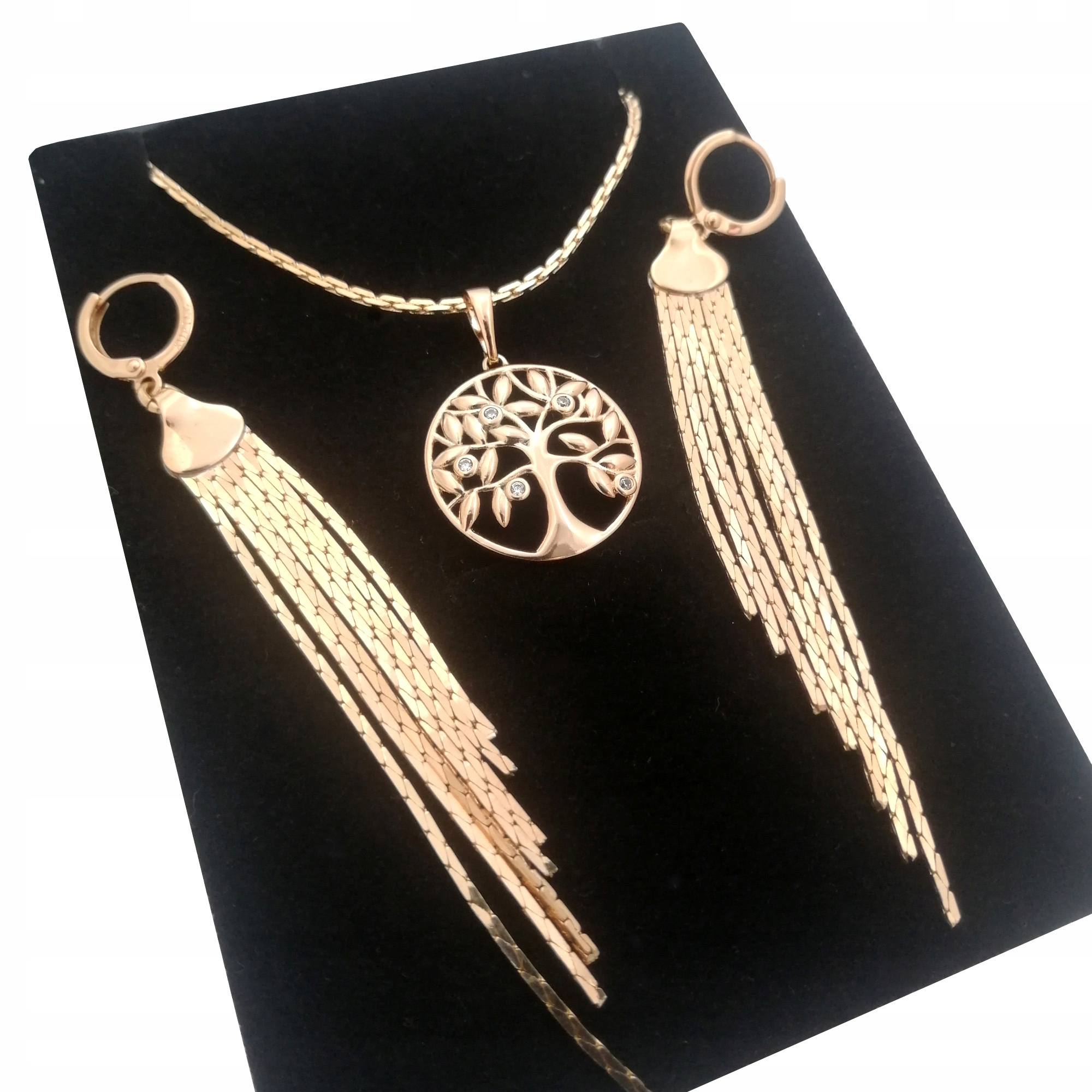 

Złoty Komplet Biżuterii Drzewko Szczęścia+kolczyki