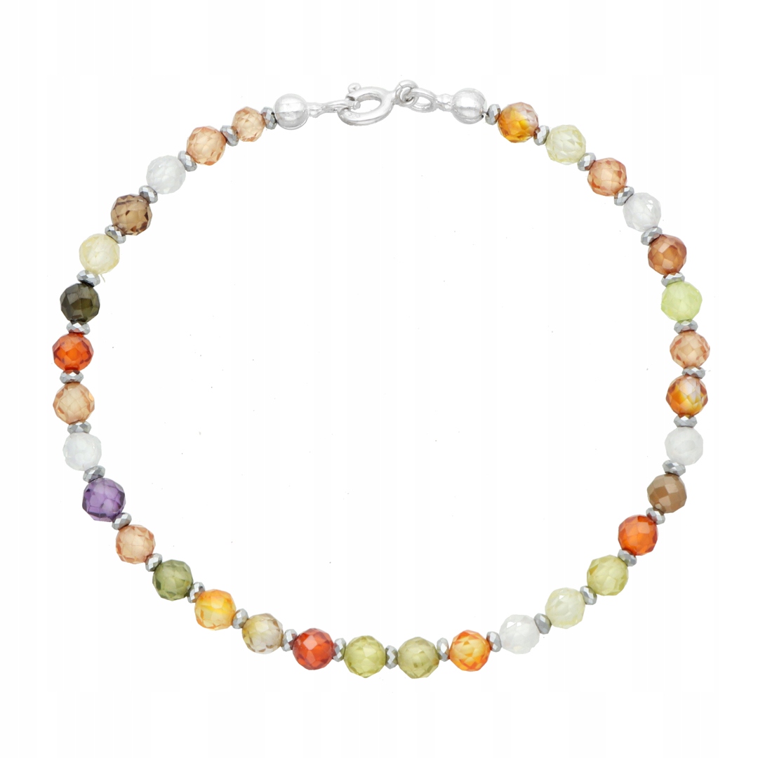 Náramek s barevnými zirkony a hematitem stříbro