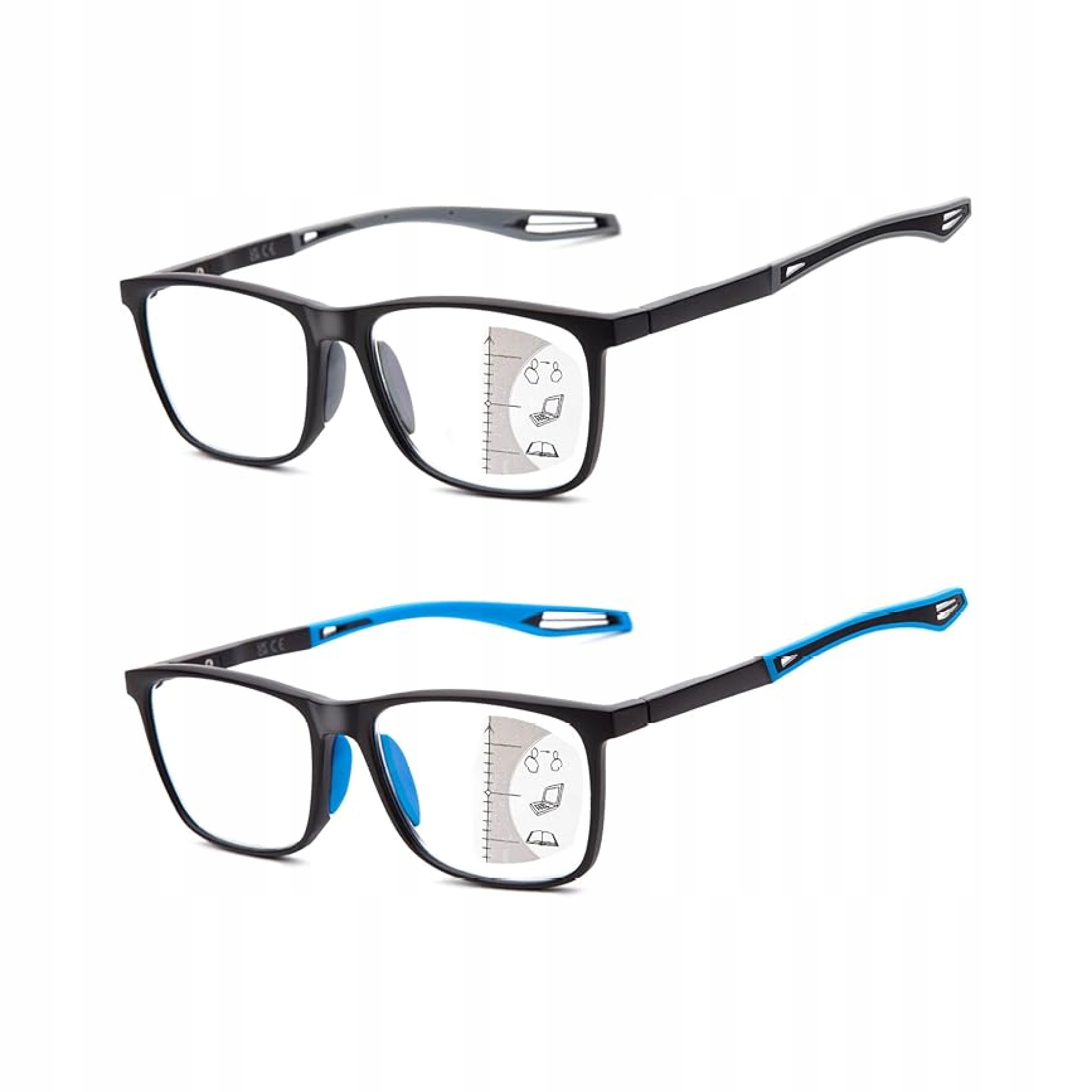 Okulary Progresynwe Korekcyjne +2.25 Plusy Męskie 2szt Amorays DJ8090