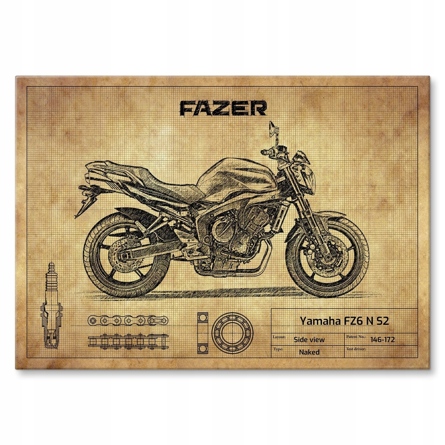 Kovový plakát Yamaha FZ6 N S2 Šidítko Plech 42 x 59,4 cm Dárek
