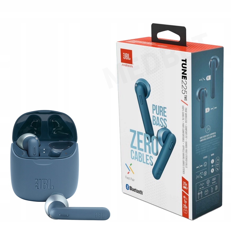 SŁUCHAWKI BLUETOOTH JBL TUNE 225 TWS 100% ORYGINAŁ