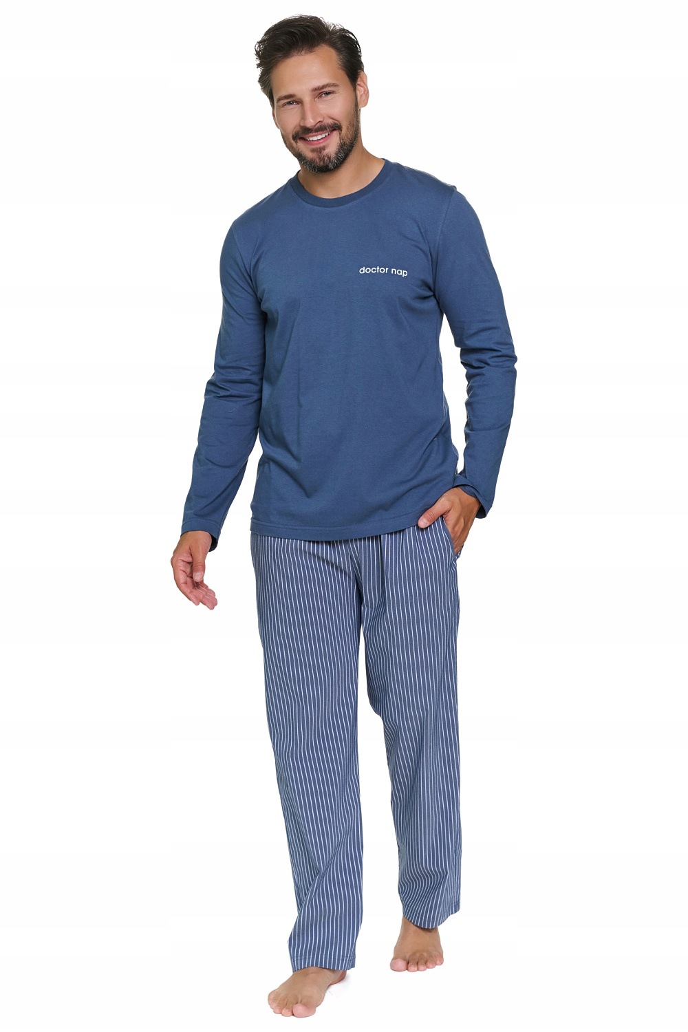 Noční pyžamo Doctor Nap PMB.7522 džínově modré XXL