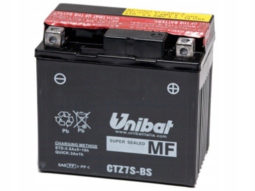 Akumulator 12V 6Ah 130A P+ Agm Unibat CTZ7S-BS ETZ7S-BS YTZ7S-BS