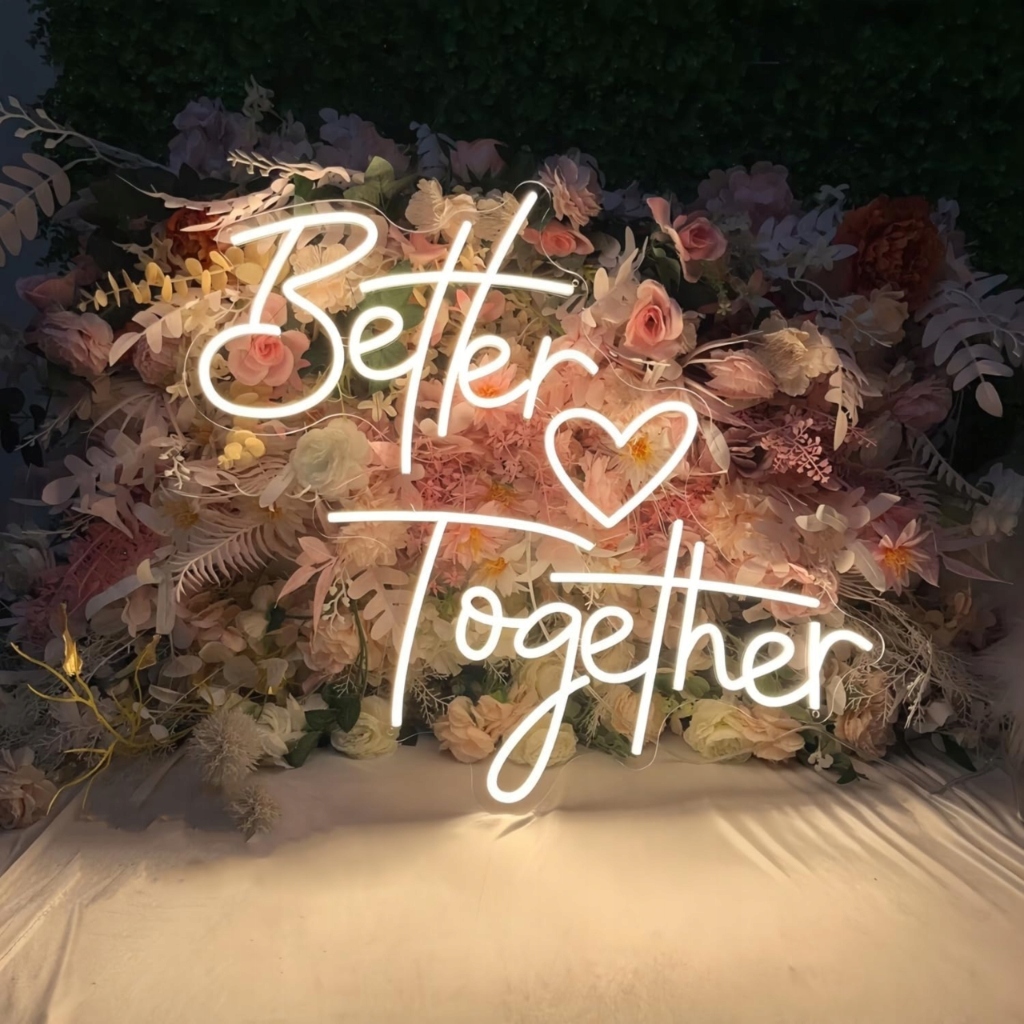 Neonová Led dekorace na zeď Svatba Valentýn XL Závěsná pro fotografie na židle