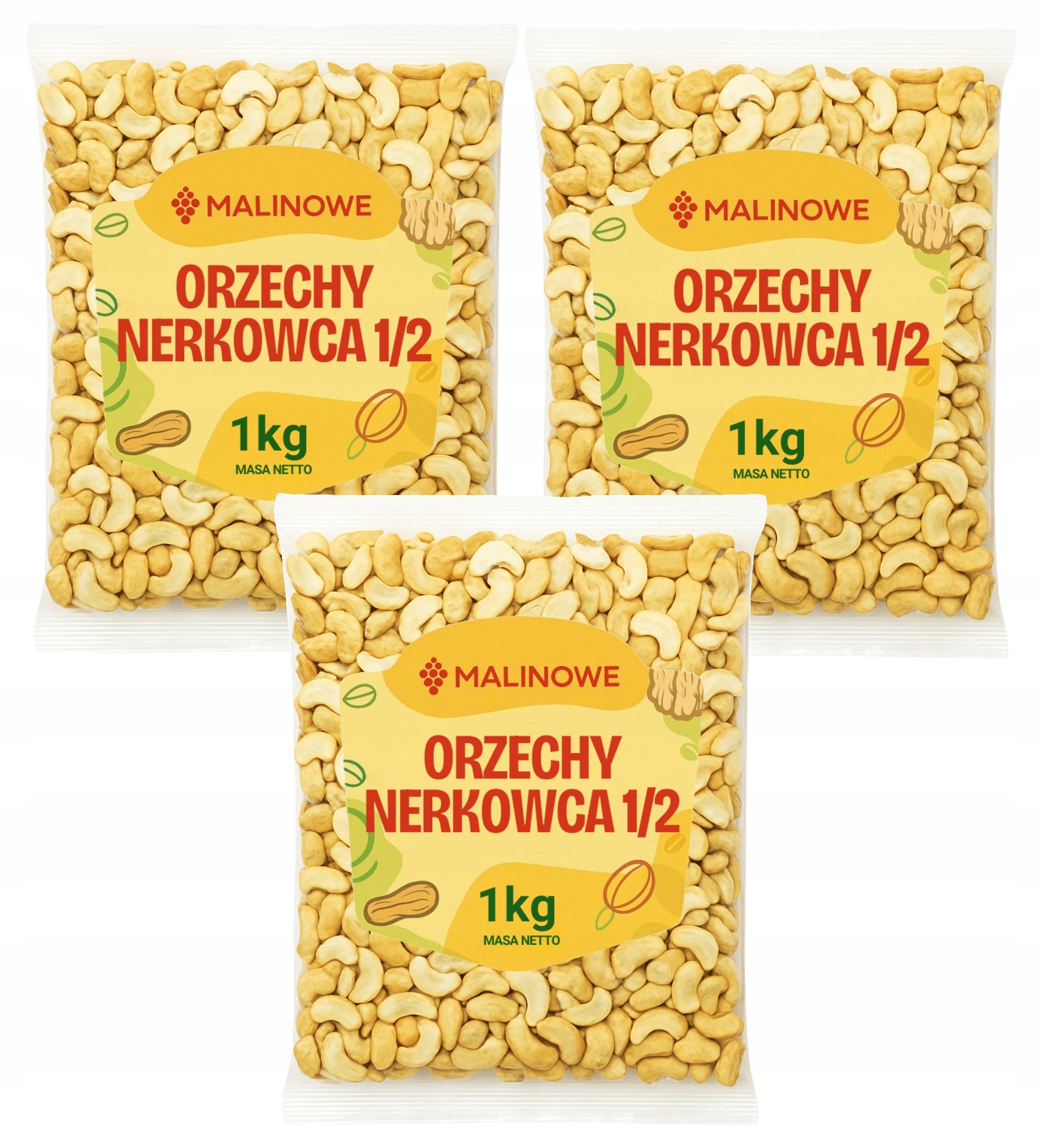 Levně Set Kešu Ořechy Půlky 3x1 kg Kešu Ořechy Vynikající Prémiová Kvalita