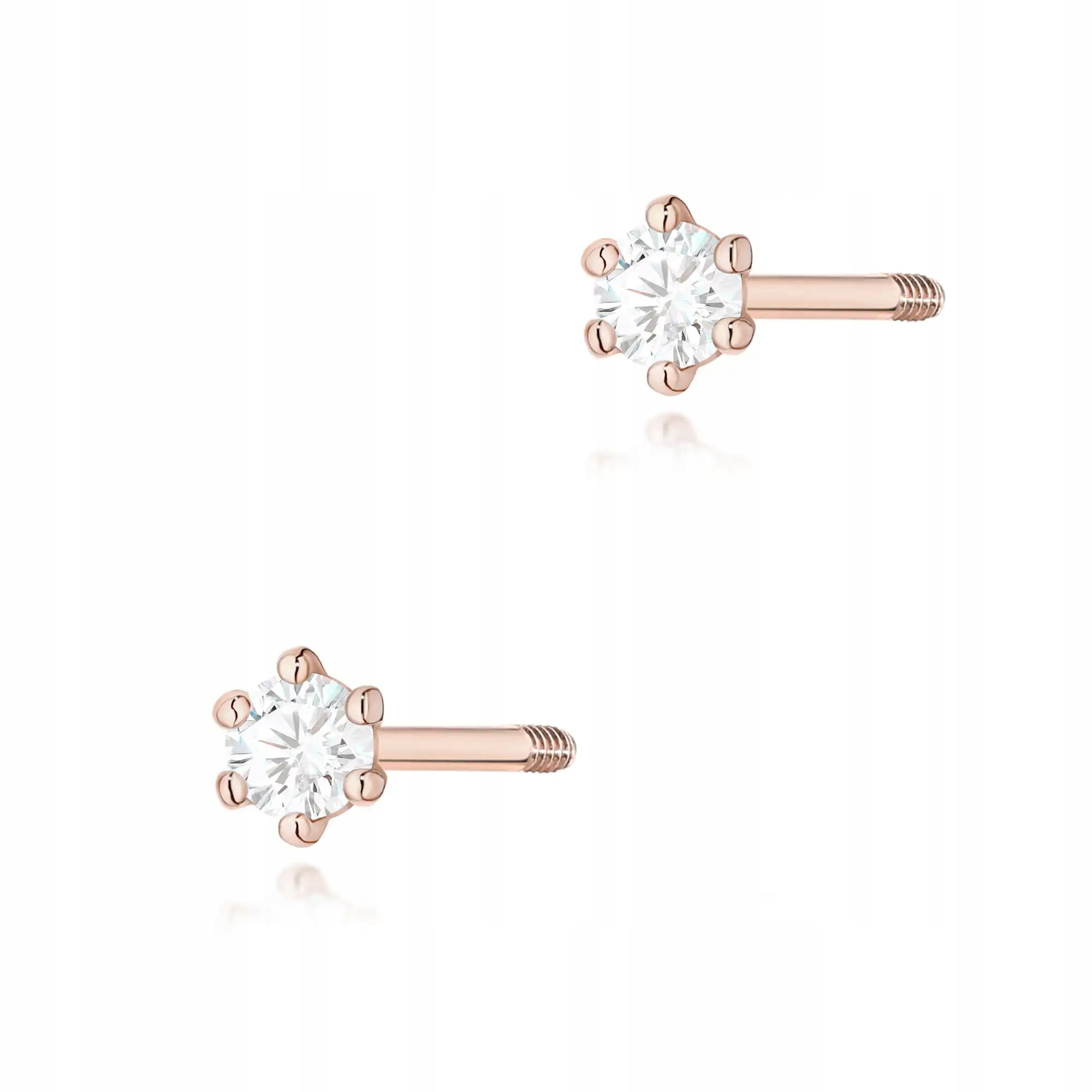 Náušnice ze zlata 585 s diamantem, růžové zlato, elegantní a módní jako dárek