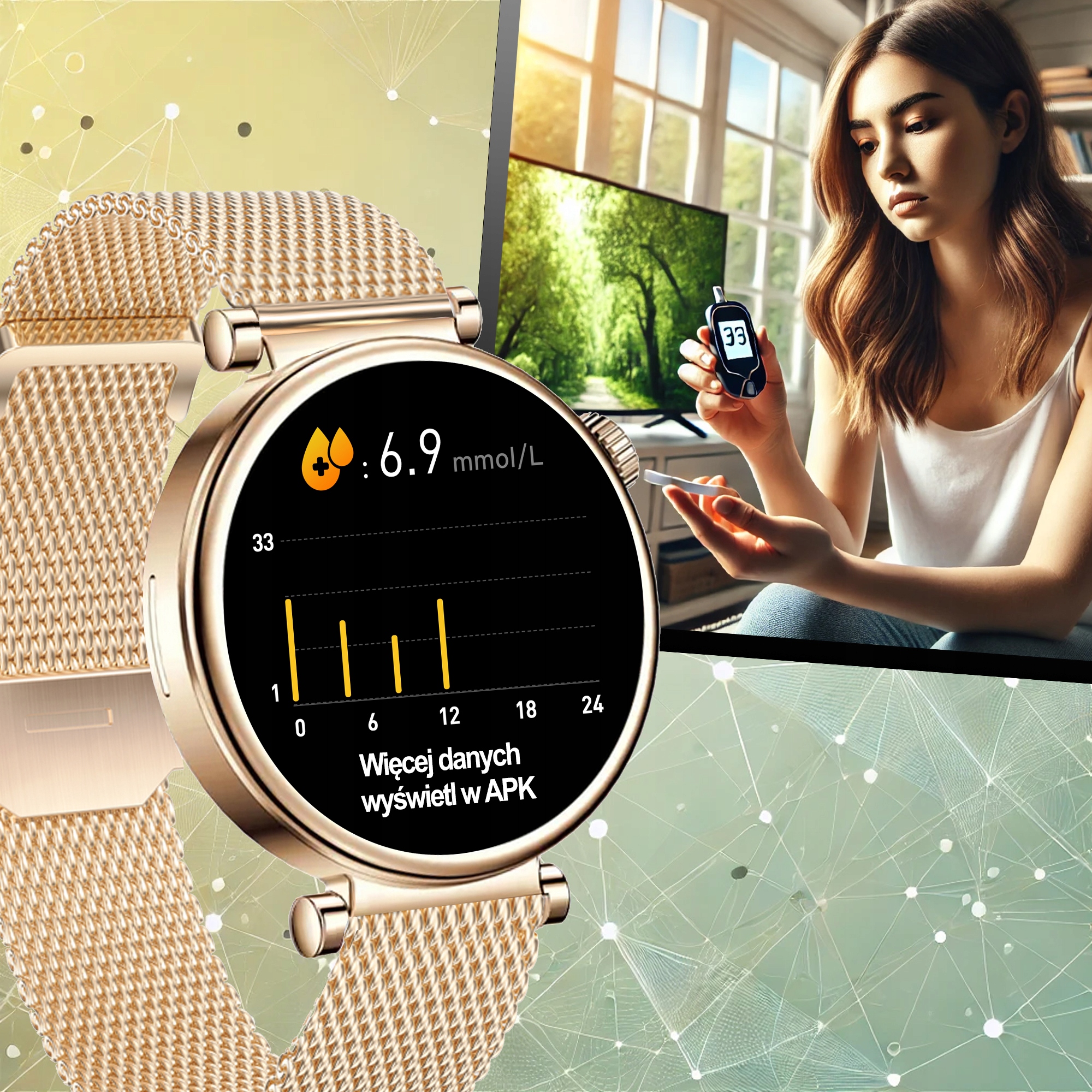 SMARTWATCH ZEGAREK DAMSKI OLED MENU PL ROZMOWY POWIADOMIENIA SPORT 4 PASKI Transmisja danych brak