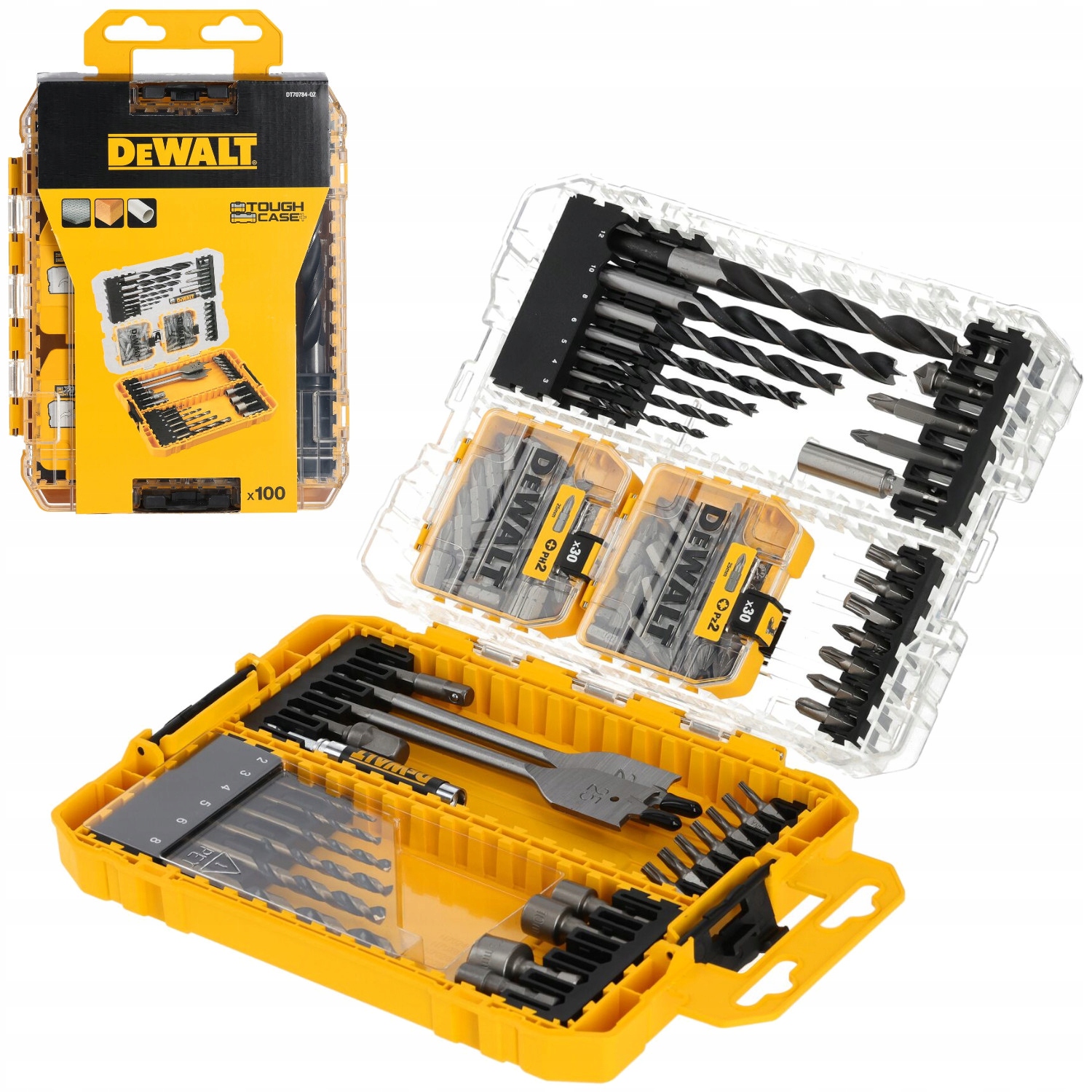 Sada bitů a vrtáků v kazetě ToughCase 100 ks. Originál DeWALT DT70784