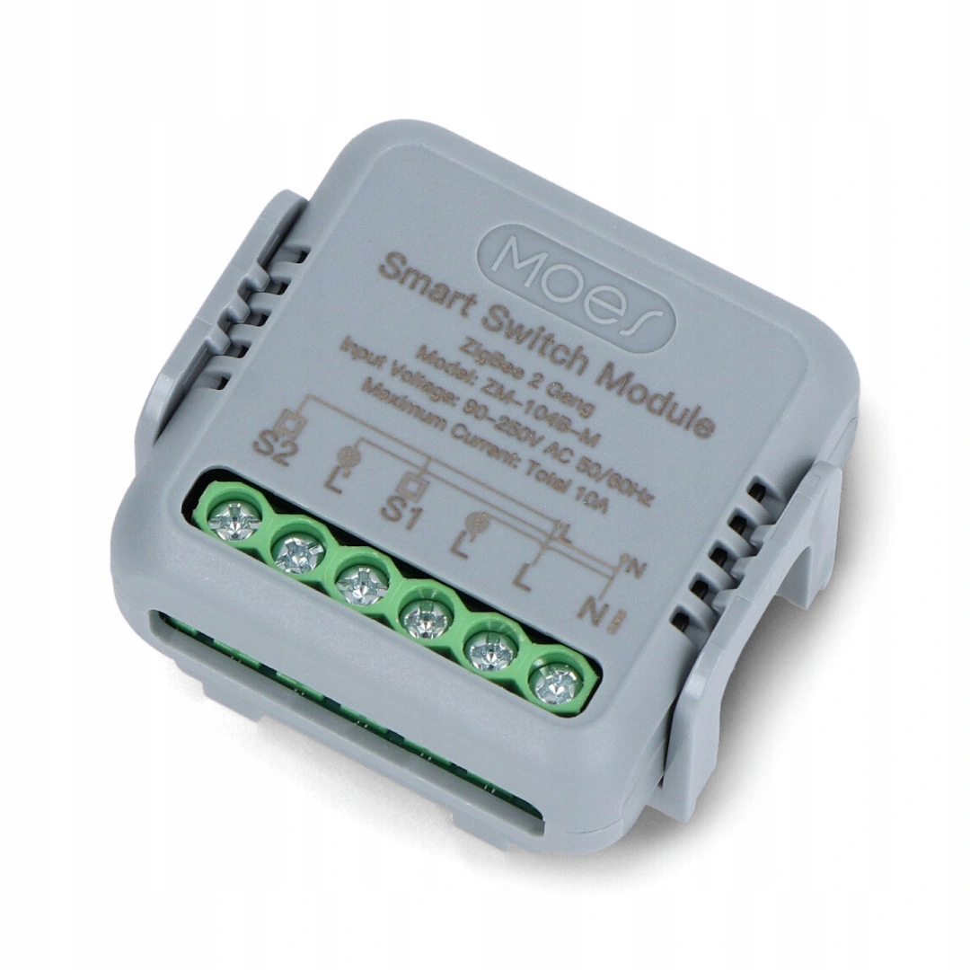 Dėžutės impulsų relė dviguba Mini Zigbee Moes ZM-104B-M TUYA ZigBee2MQTT