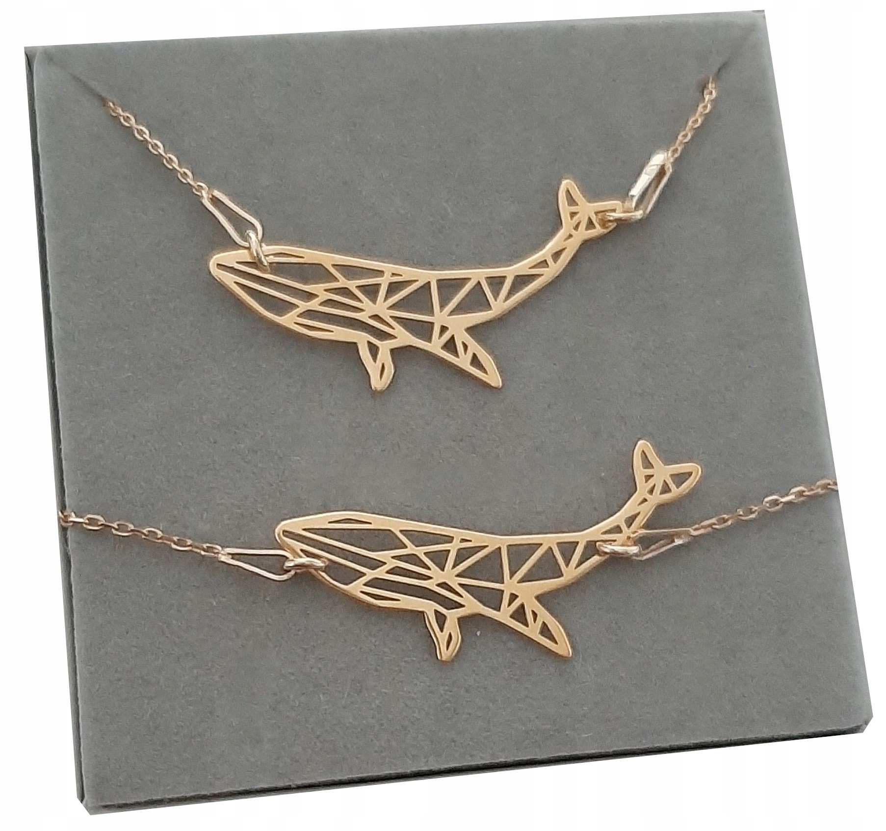 

Zloty komplet wieloryb Origami srebro 925 Grawer