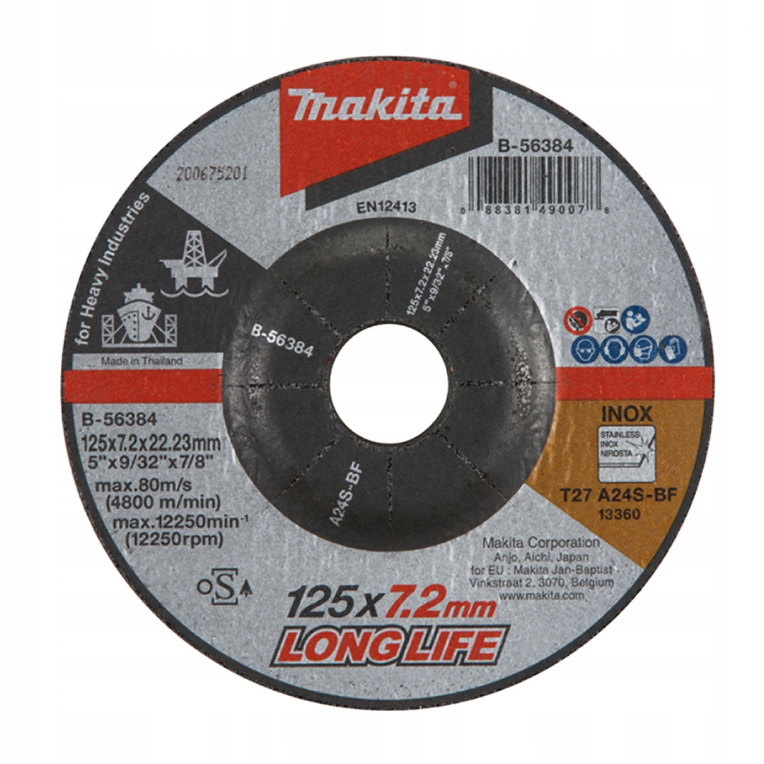 

Tarcza do szlifowania metalu Inox 125x7,2mm Makita