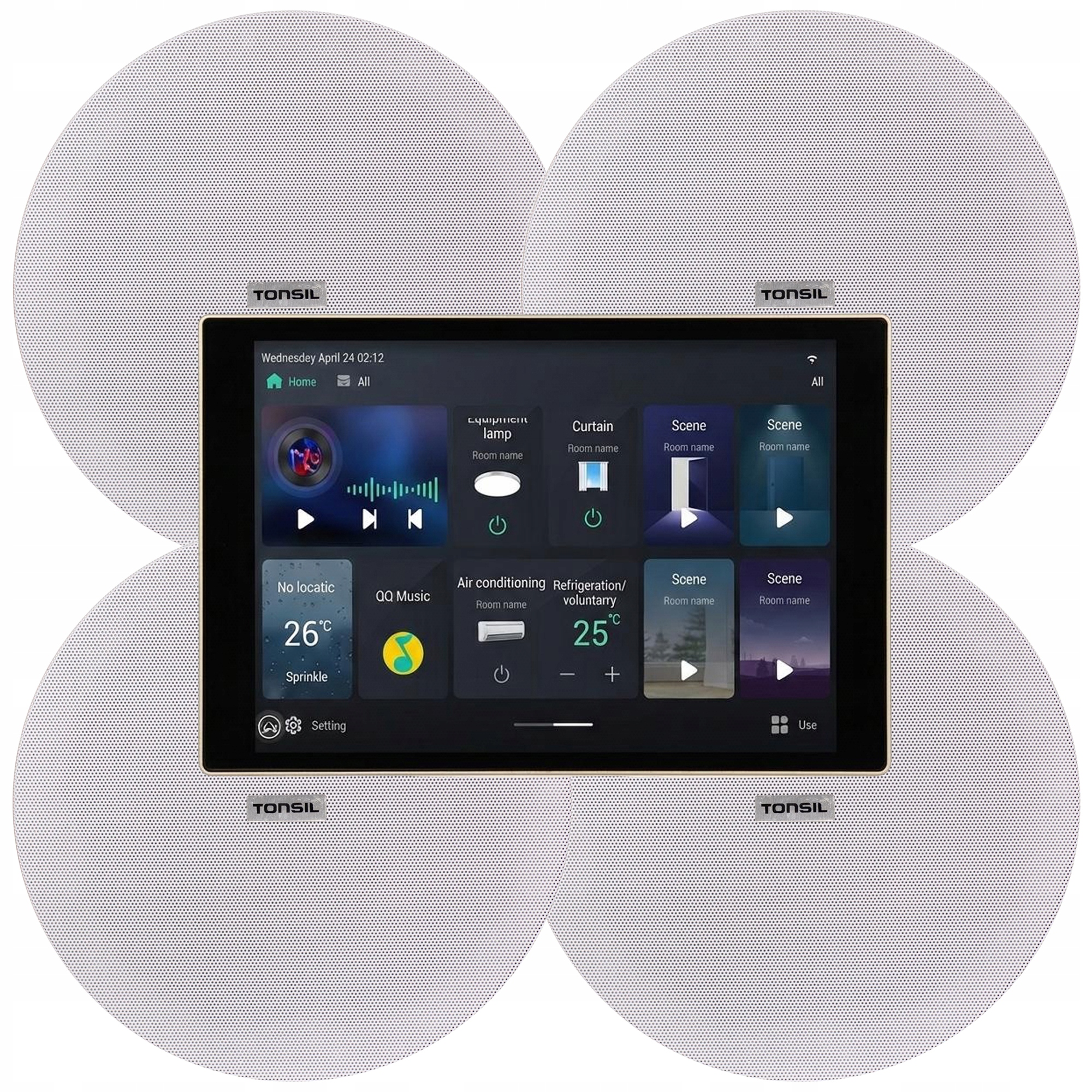 Tonsil Nástěnný přehrávač Android Zesilovač WS-90 4x reproduktor Zgsu 200 S