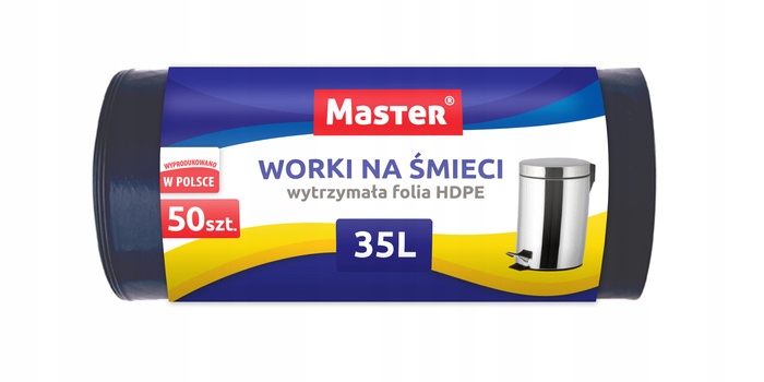 Worki na śmieci 35 litrów (50 sztuk) czarne HDPE