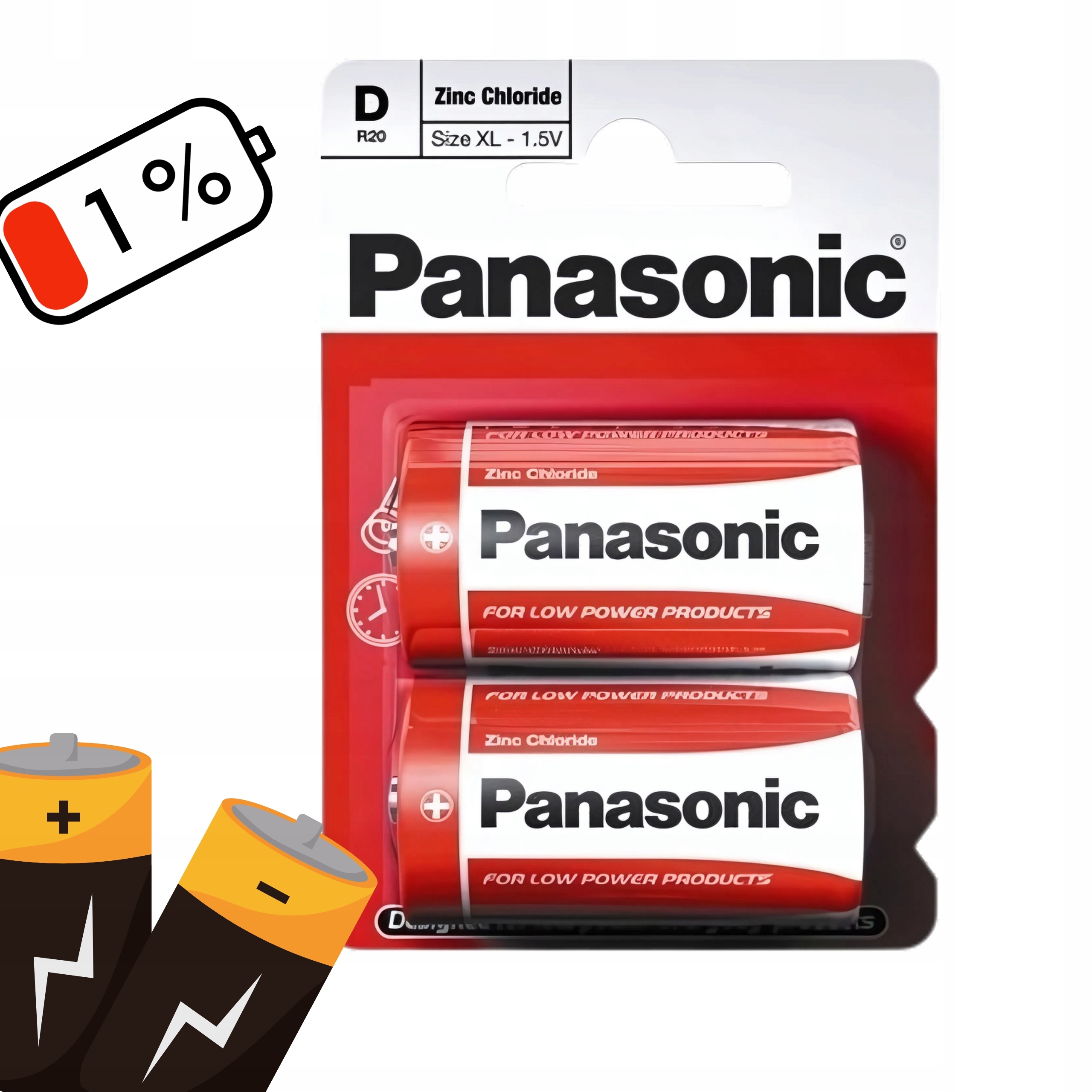 Baterie Cynkowo-węglowe D Panasonic 2 Szt.