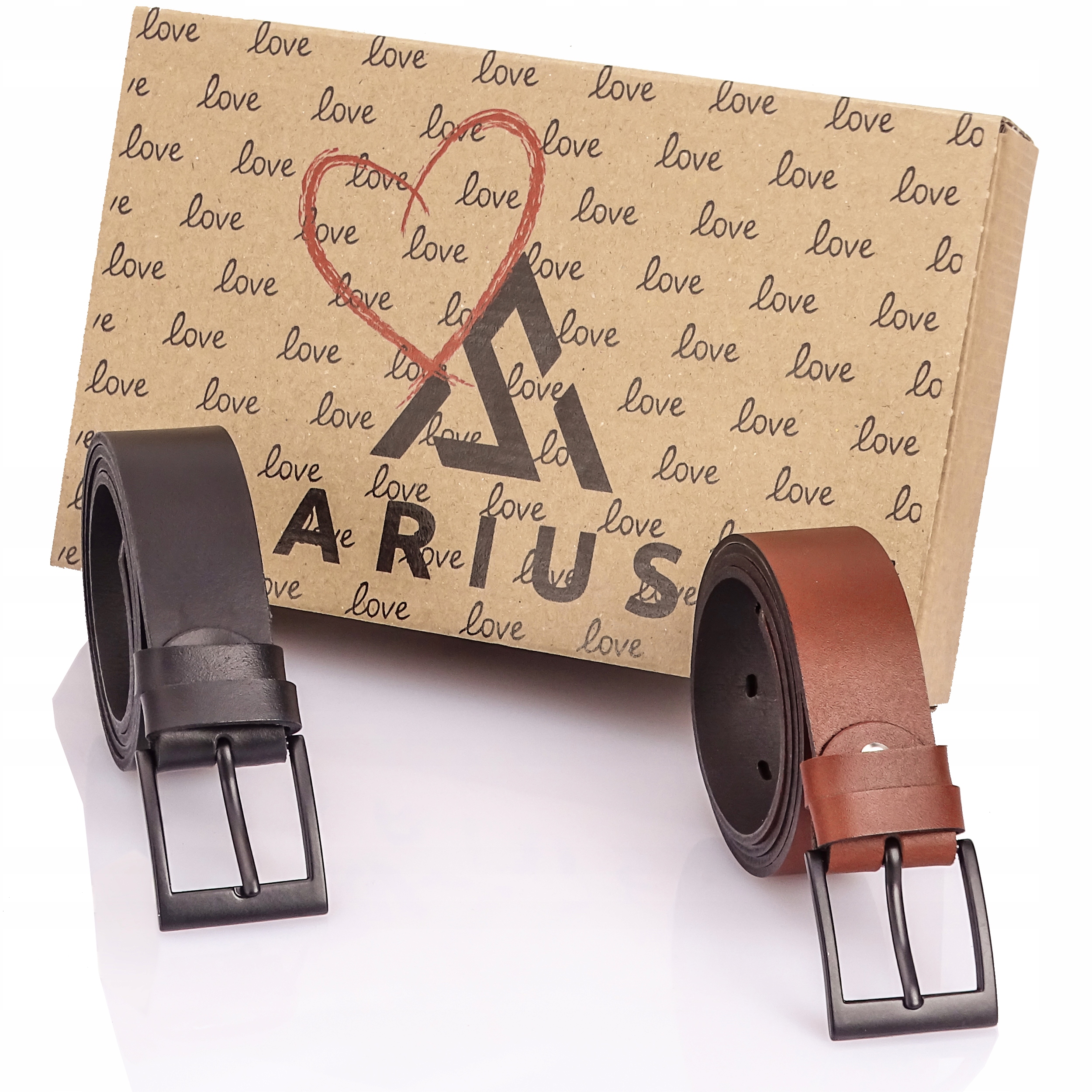 Kožený opasek pánský široký Arius dvě barvy, černá kovová spona Dárek