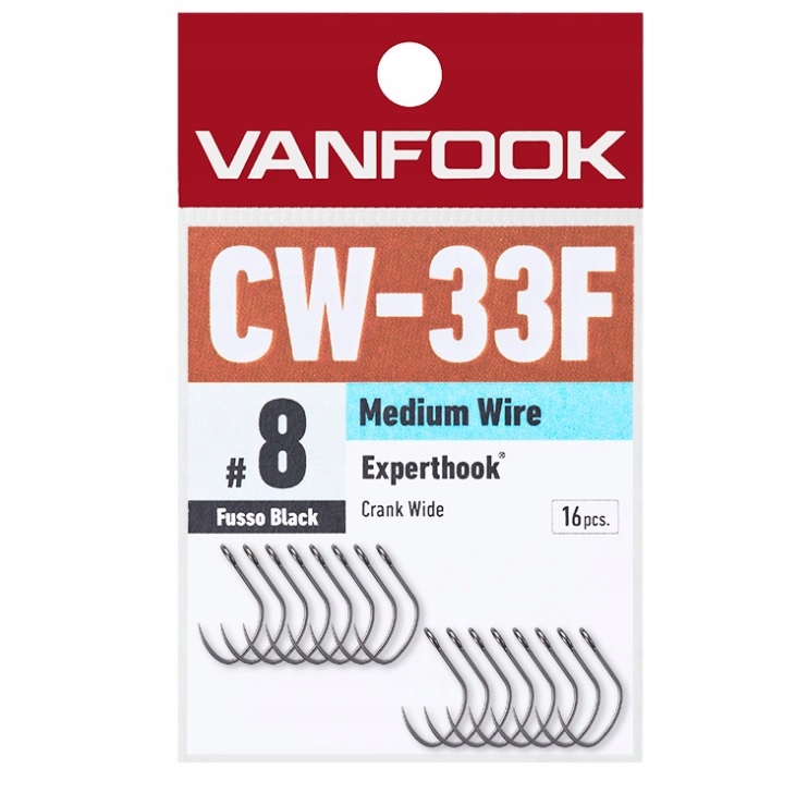 50 ks Vanfook bezokrajový háček CW-33F Fusso Black Made in Japan #08