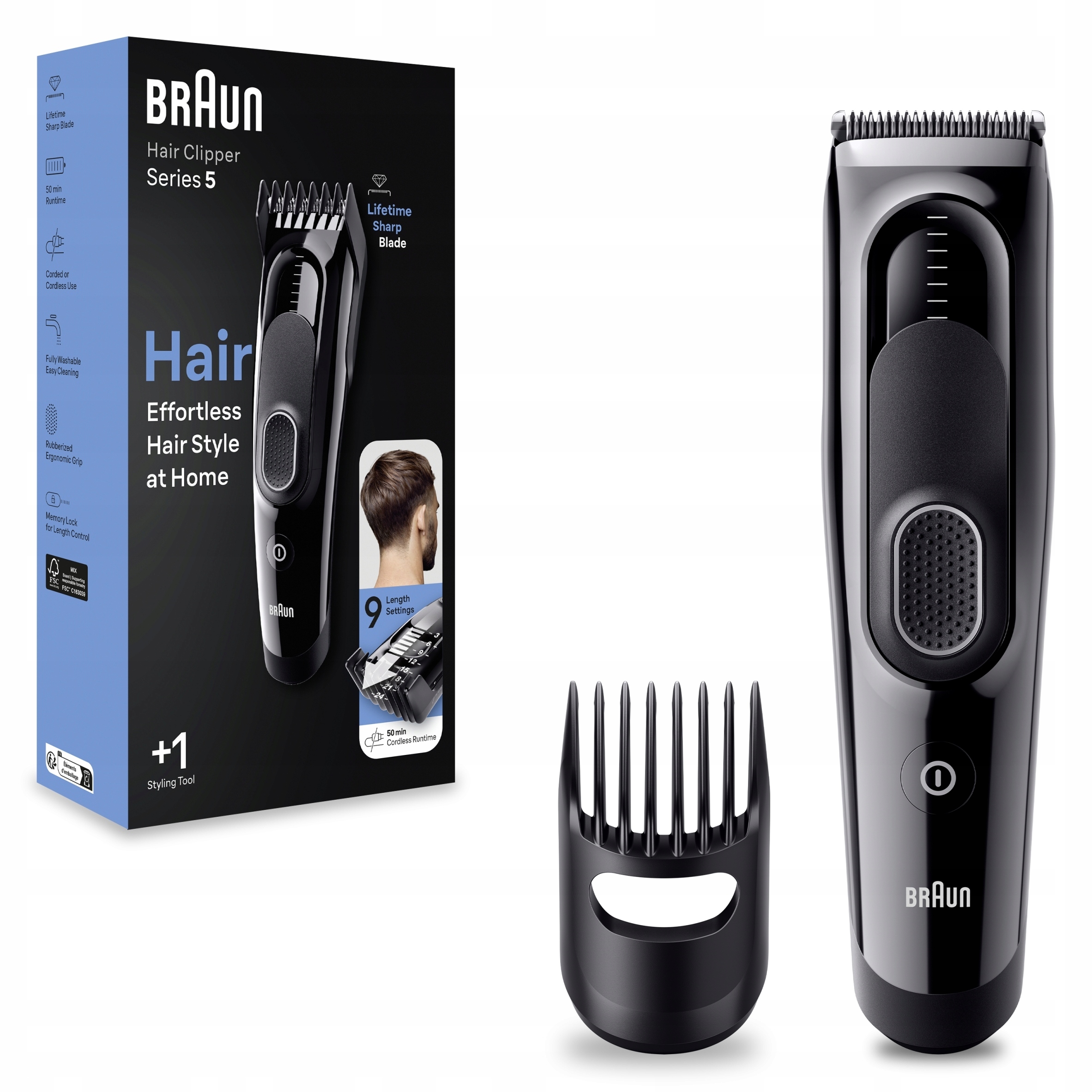 МАШИНКА ДЛЯ СТРИЖКИ ВОЛОС И БОРОДЫ BRAUN HC5310 НАБОР