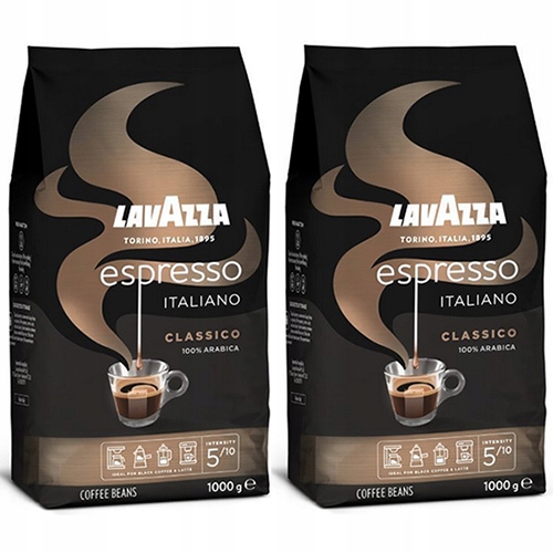 2 Oryginalne Kawy Ziarniste Lavazza Espresso Italiano Classico 100% Arabica
