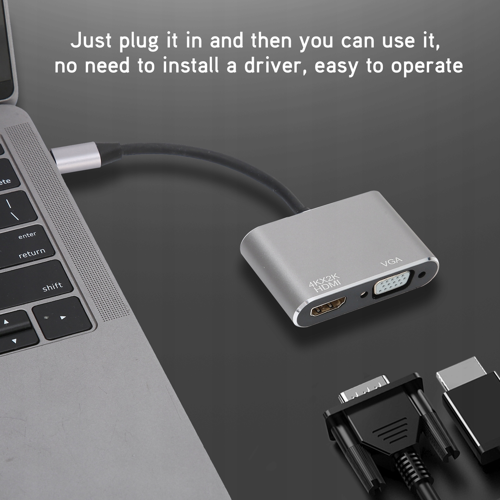 Interfejs multimedialny TypeC do HD VGA żeński