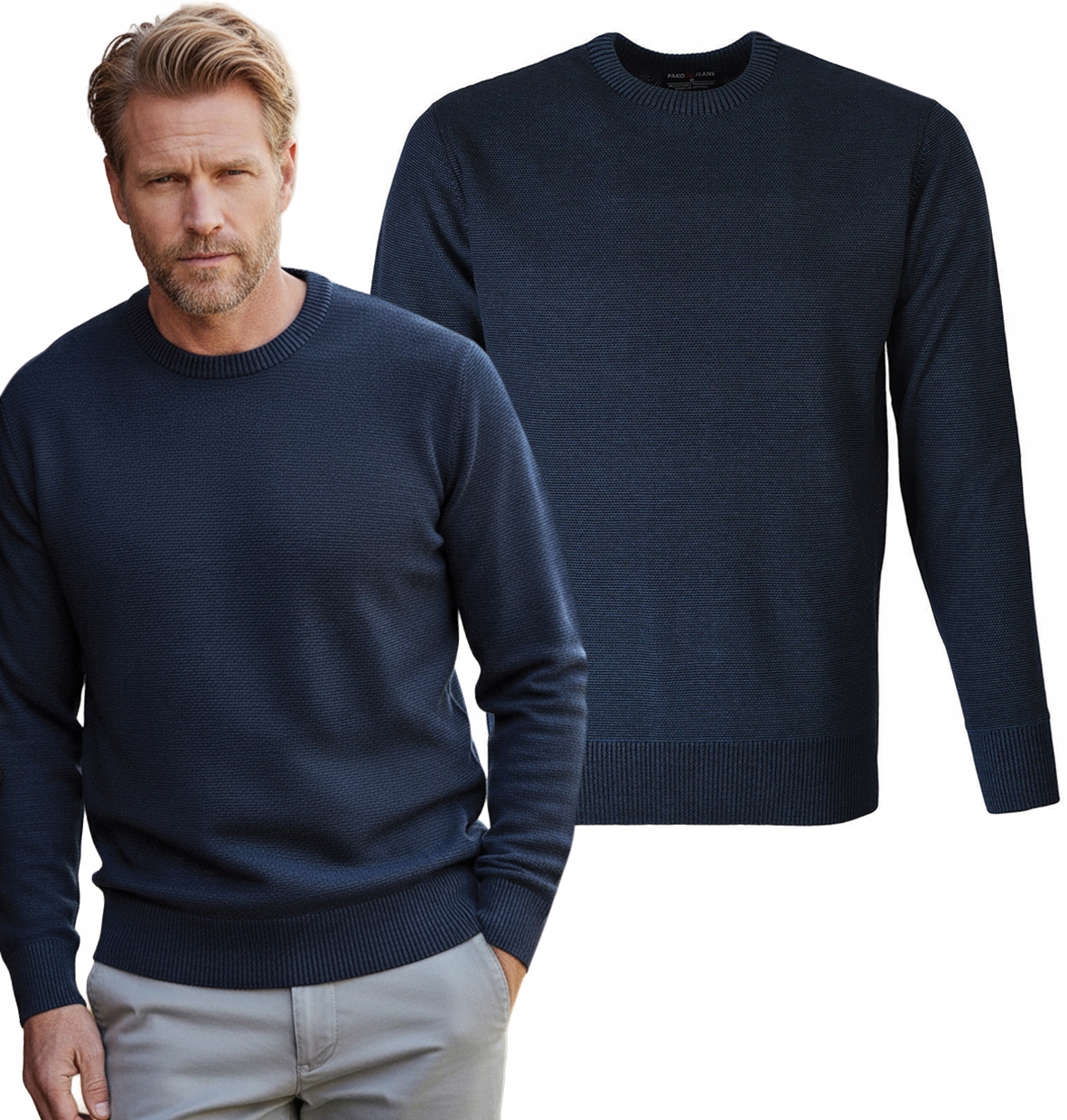 Elegantní pánský svetr Klasický Tmavě Modrý L Pako Jeans
