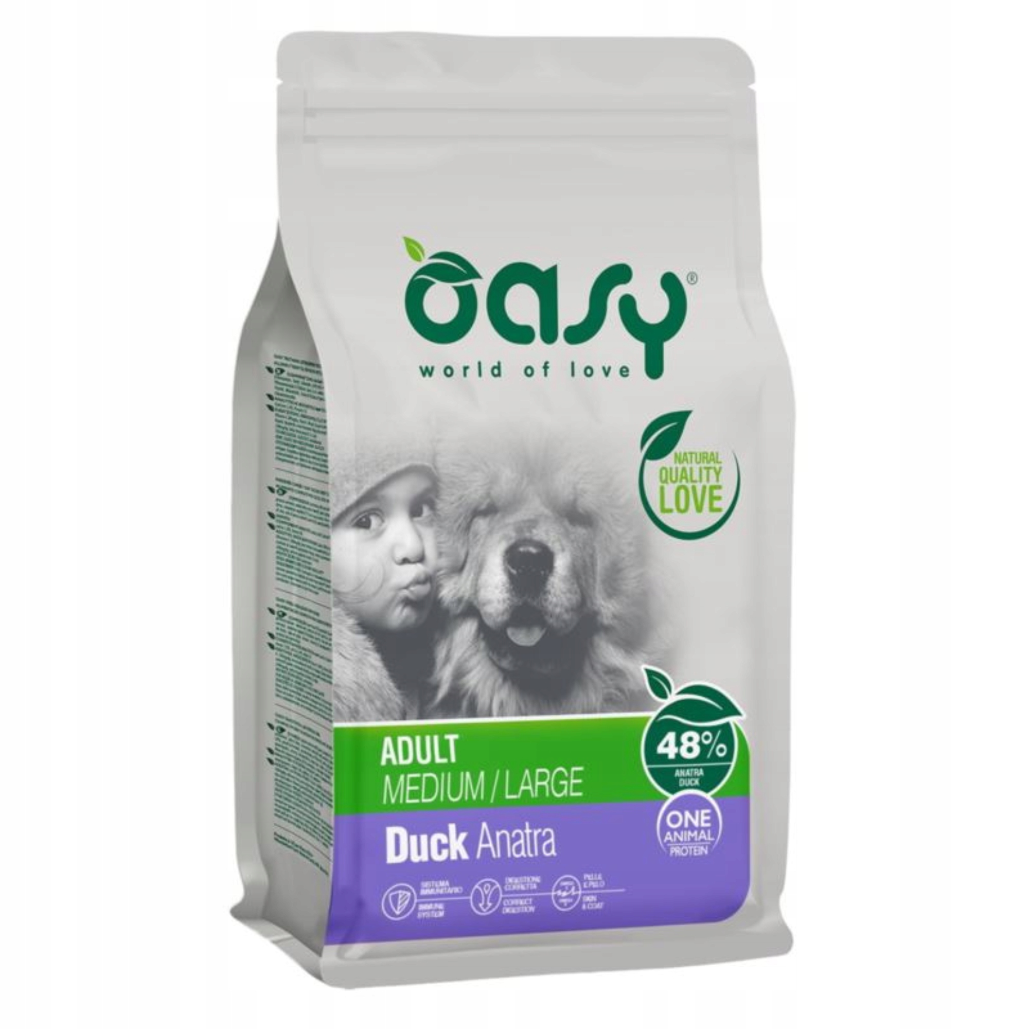 Oasy One Animal Protein Adult M/L Kaczka 12KG