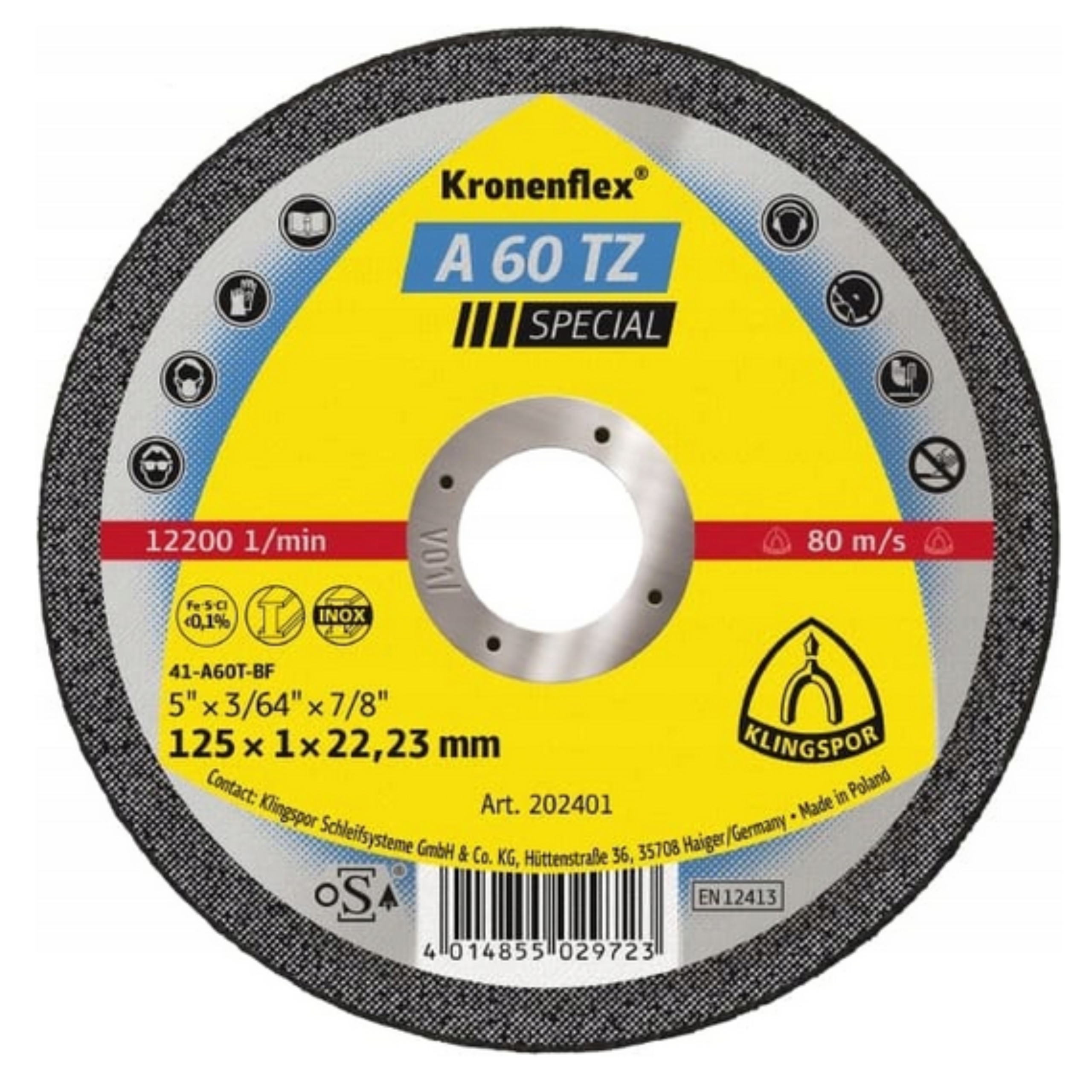 

Tarcza do metalu 125x1 A60 płaska