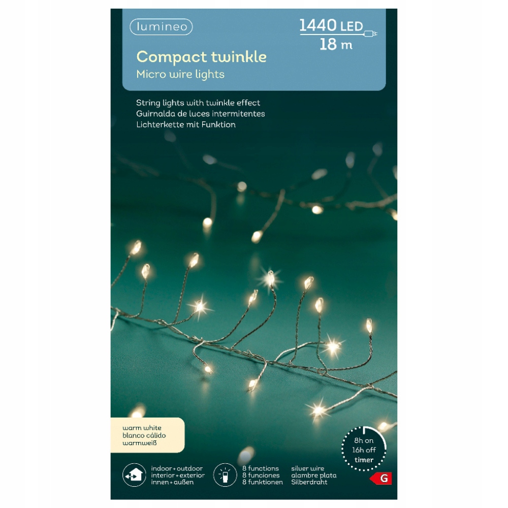 Lampy Micro 1440 Led drôtik na vianočný stromček interiér Teplý biely 18 cm