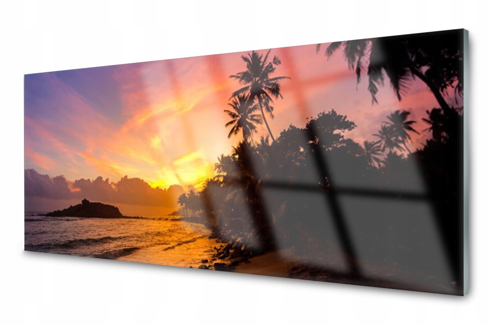 

Panel szklany do kuchni Morze Słońce Palmy 125x50