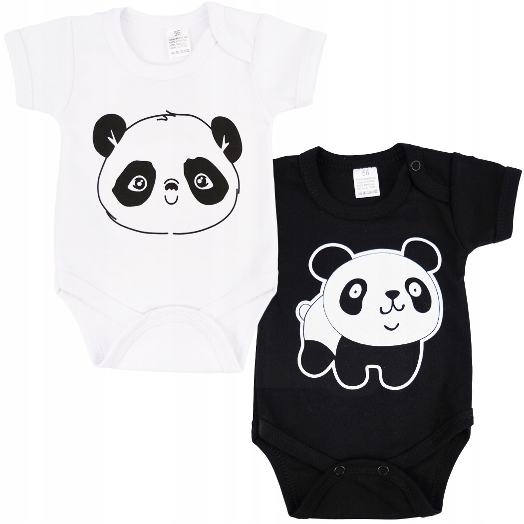 

2PAK Body Panda krótki rękaw r.56 białe i czarne