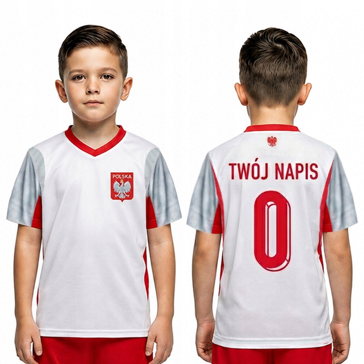 Koszulka piłkarska dziecięca Polska Twój Nadruk Imię Pseudo 134 cm