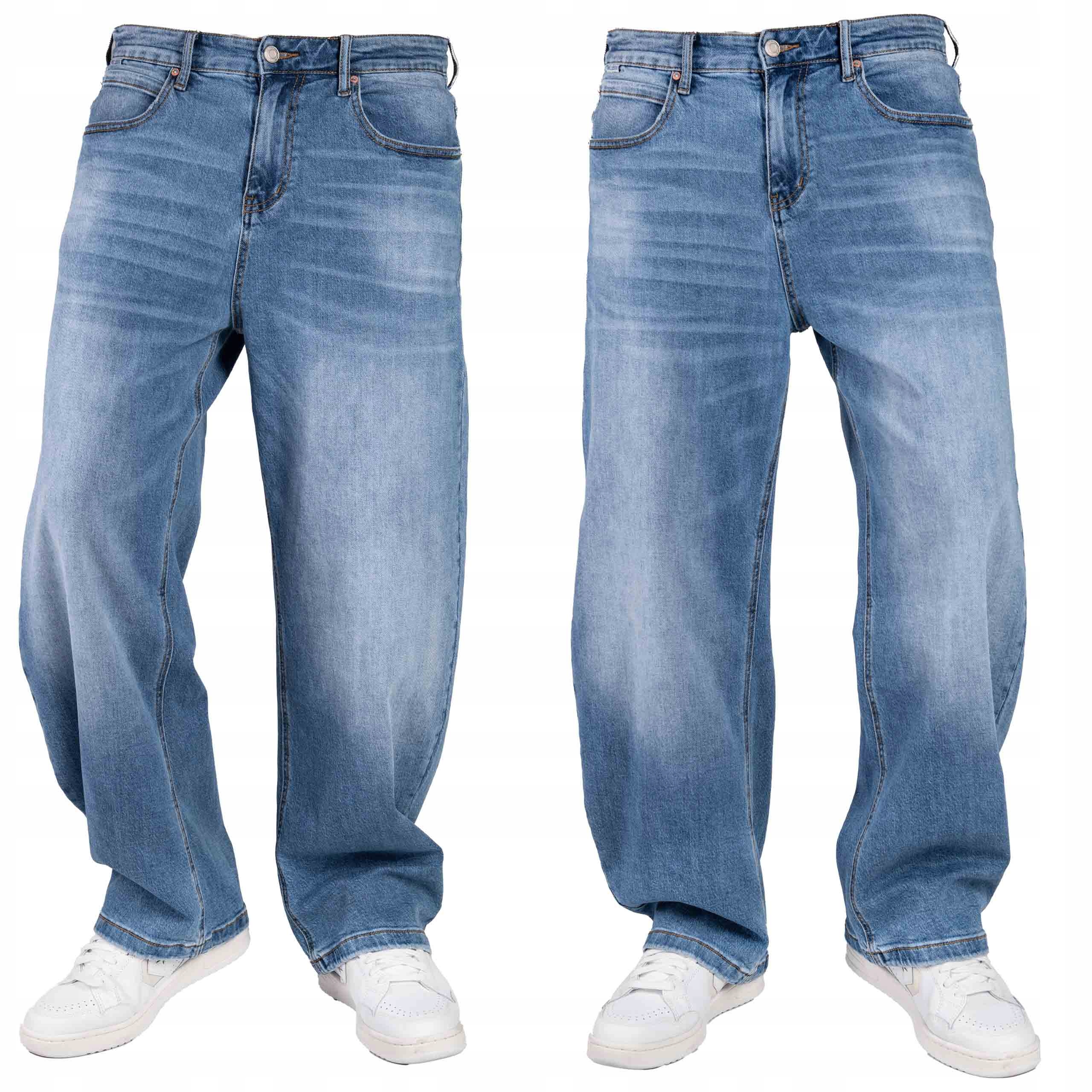 Pánské volné džíny Baggy, světle modré, široké streetwearové kalhoty, velikost vel.