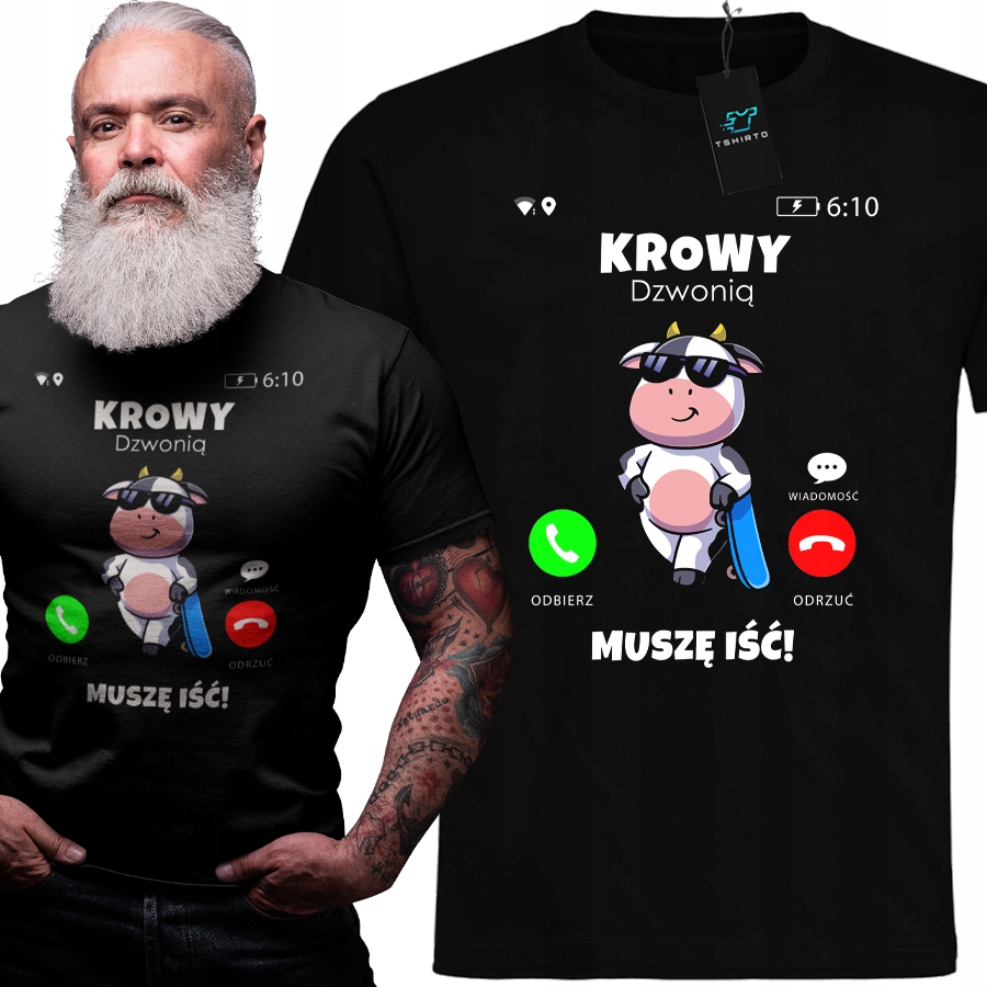 

Koszulka Męska Krowy Dzwonią Dla Rolnika Wieś Xs