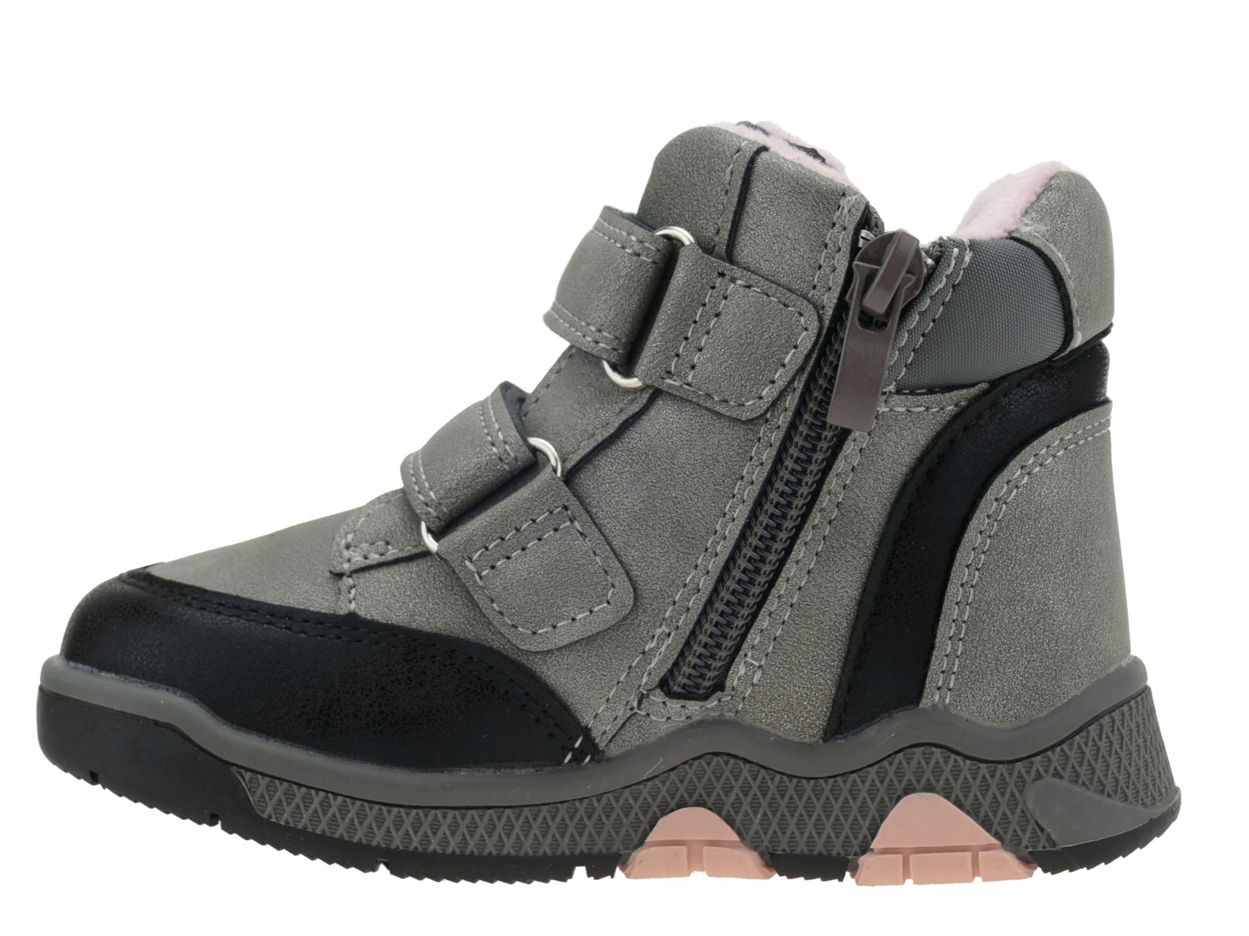 DZIEWCZĘCE TRZEWIKI PÓŁBUTY DZIECIĘCE BOTKI BUTY PRZEJŚCIOWE NA RZEPY R. 27 Kolor szary