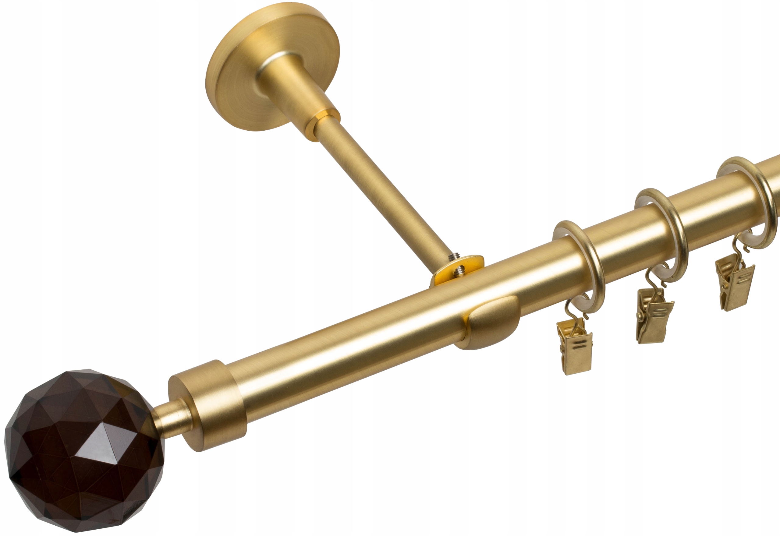 KARNISZ POJEDYNCZY 220 CM 19 MM PREMIUM MOSIĄDZ MAT WYBÓR ZAKOŃCZEŃ RENA