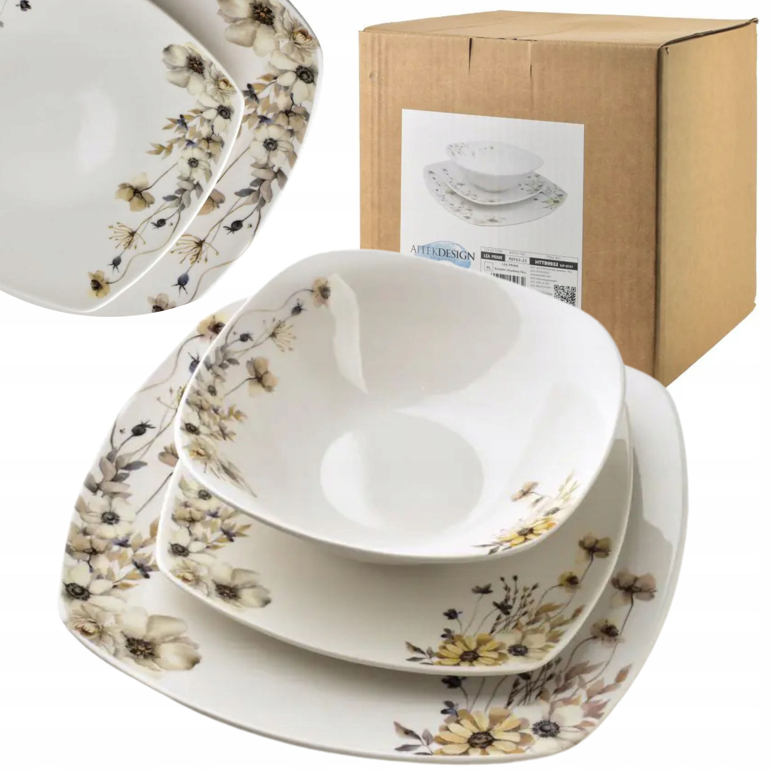 Sada tanierov 18 ks porcelánový obedový servis pre 6 osôb taniere Lea Prime