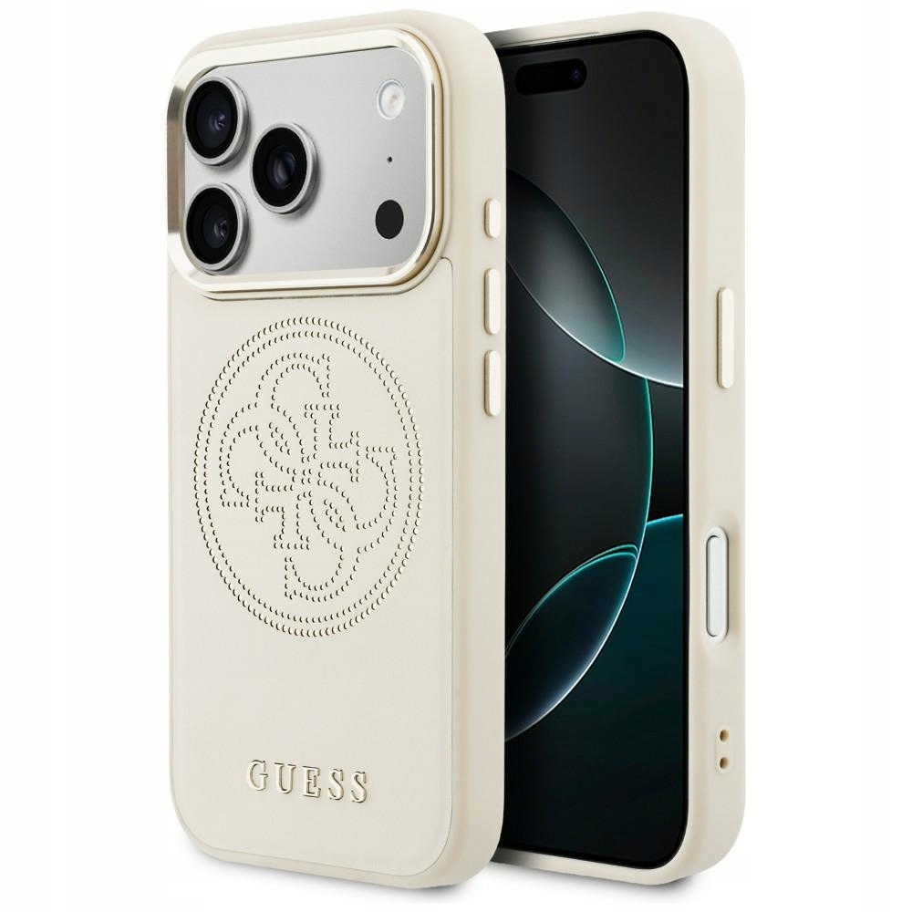 Pouzdro Guess Perforated 4G MagSafe pro iPhone 17 Pro Max, béžové