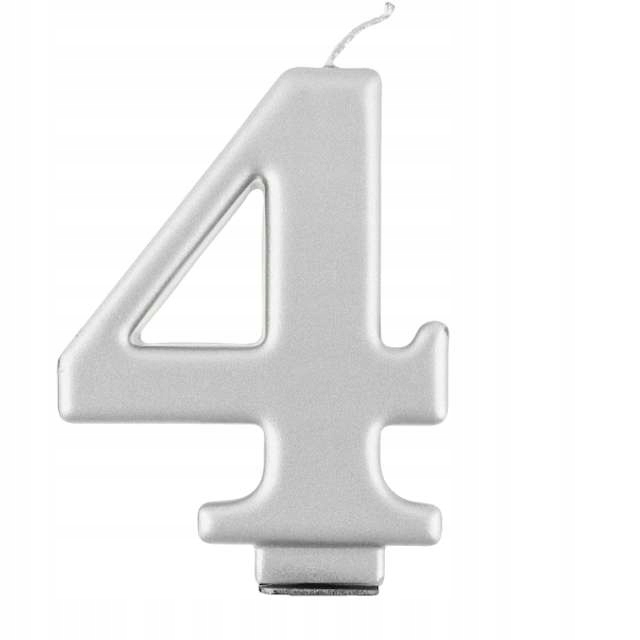

Świeczka cyferka 4 srebrna Urodzinowa na tort