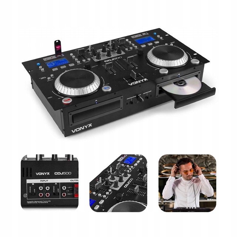 ODTWARZACZ podwójny CD MP3 USB BT Mikser dla DJ'A ODTWARZACZ podwójny CD MP3 USB BT Mikser dla DJ'A