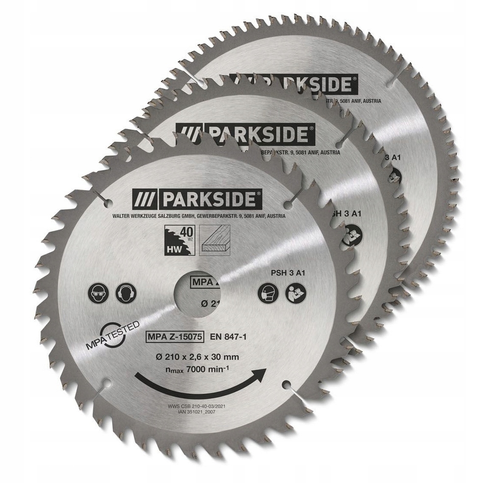 Tarcze Tarcza Piły 210mm zestaw 3 szt Parkside
