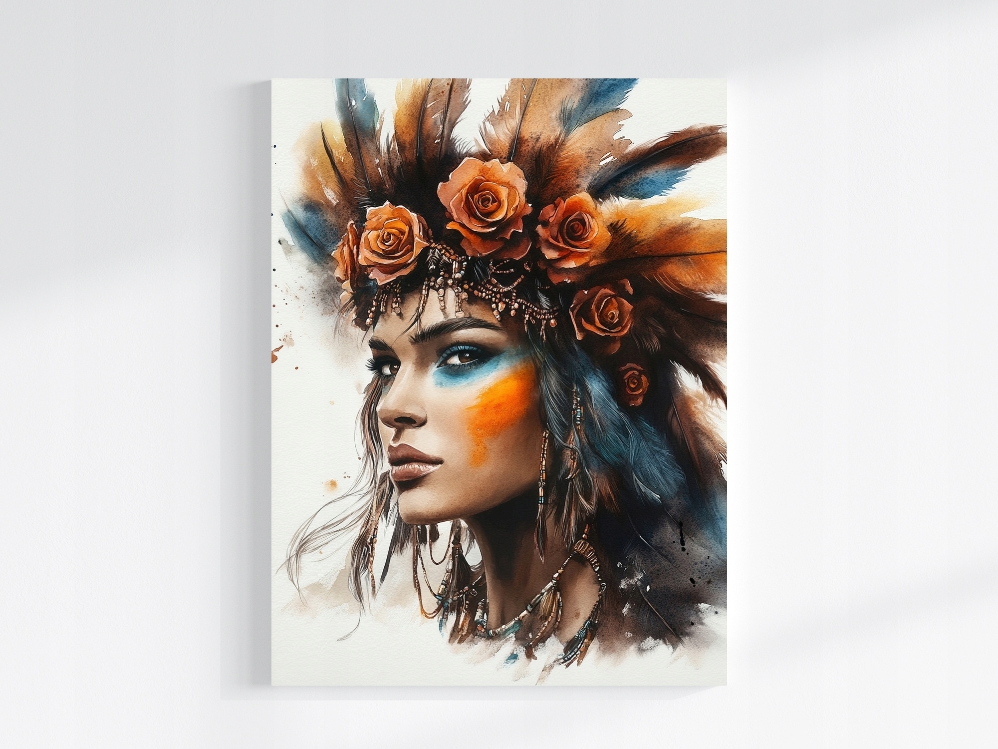 Obraz Na Plátně Canvas Portrét Žena Indiánka Amerika Etno Boho 60x80