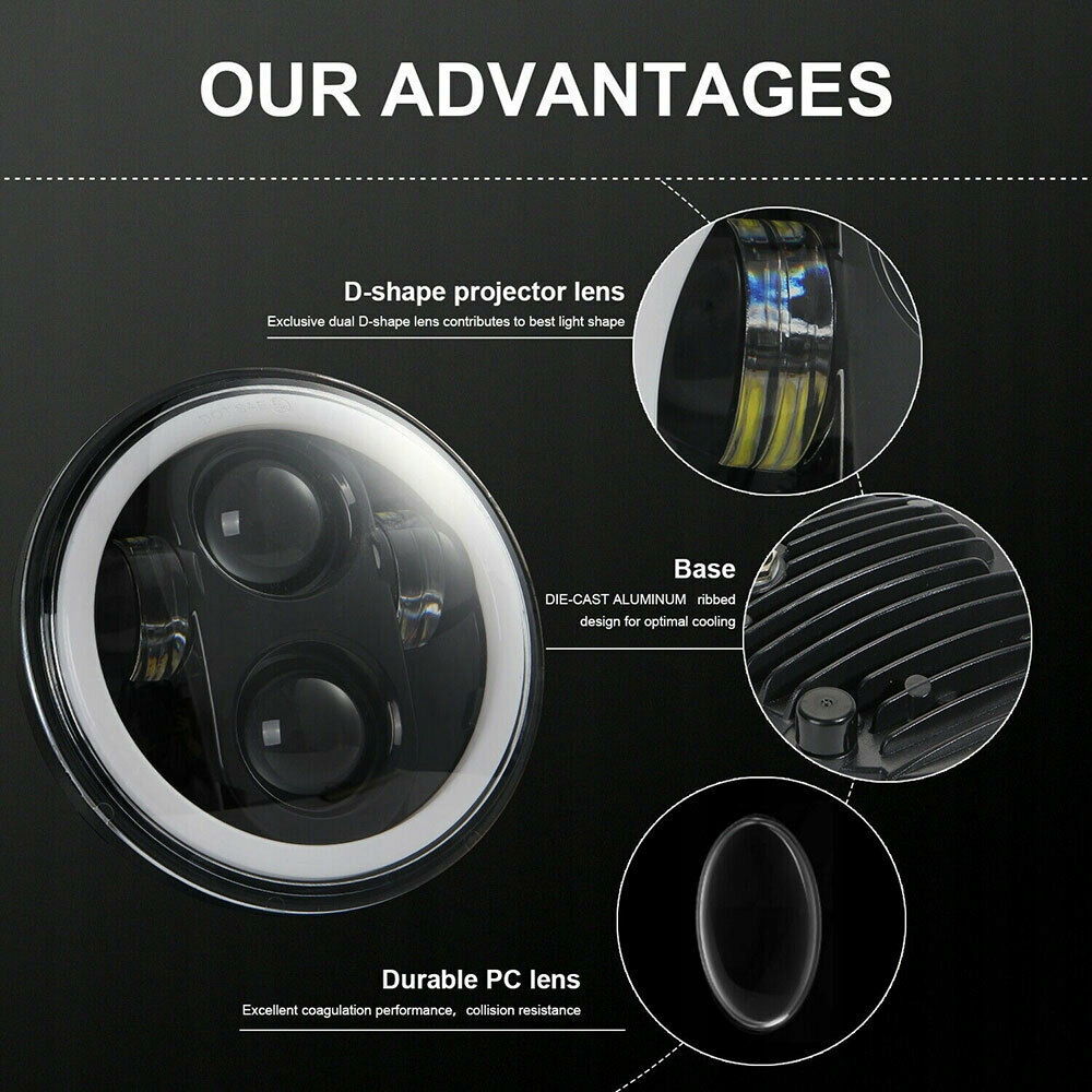 REFLEKTOR LAMPA PRZÓD MOTOCYKLOWA H4 LED 5.75in Producent bez marki