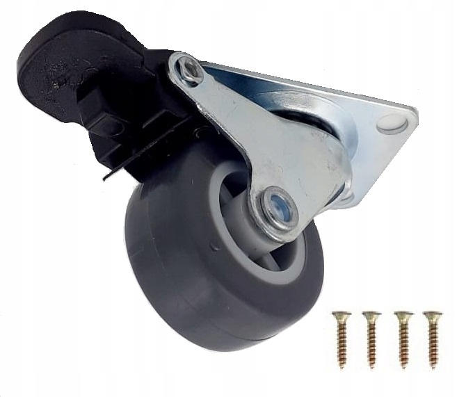 KÓŁKO MEBLOWE OBROTOWE GUMOWE Z HAMULCEM FI40