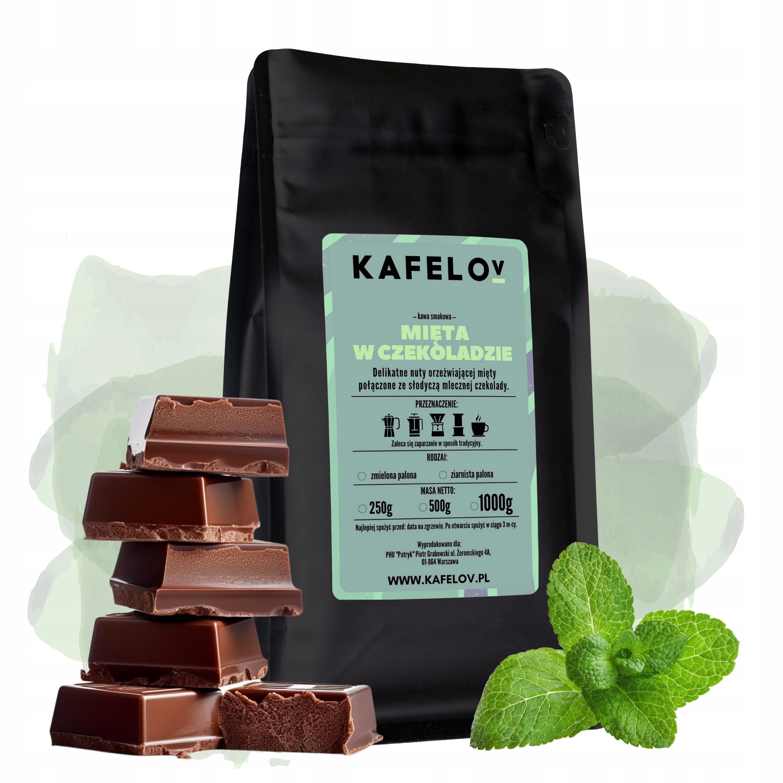 Levně Káva Kafelov Máta V Čokoládě 1000 G Mletá