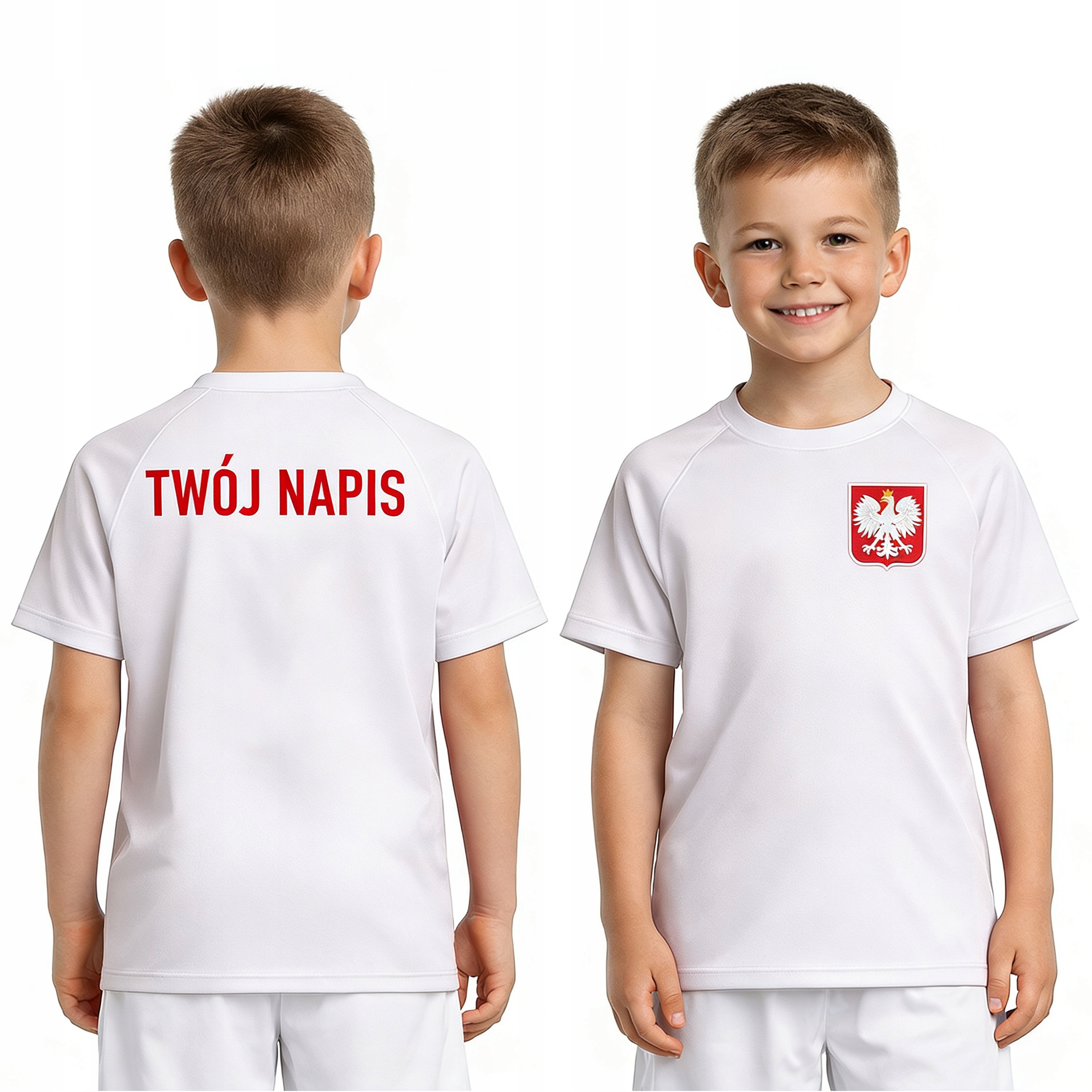 Koszulka Polska piłkarska oddychająca Twój napis Personalizacja 104-110