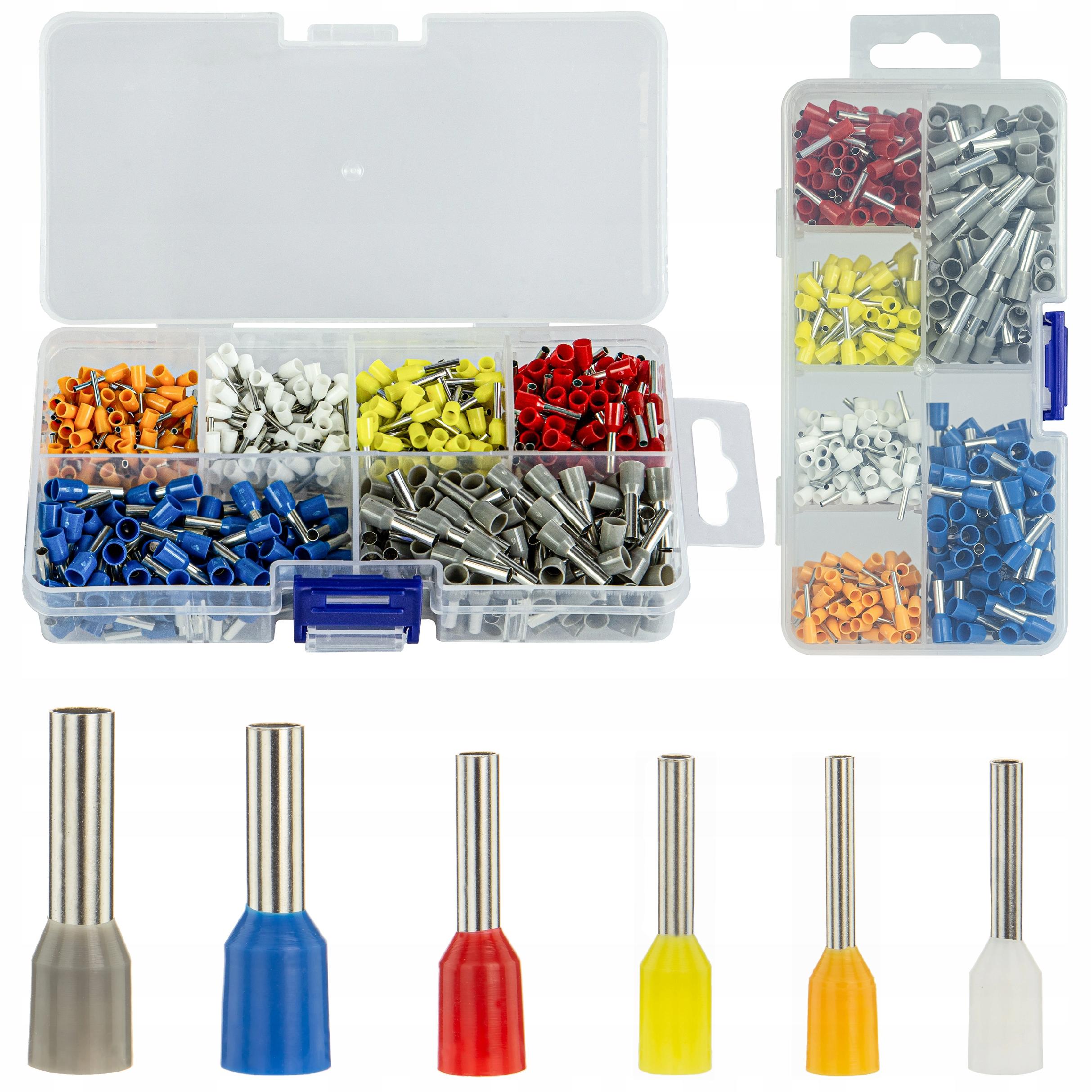 TULEJKI IZOLOWANE KOŃCÓWKI KABLOWE NA LINKĘ MIEDŹ ZESTAW 0,5-4,0mm2 600szt