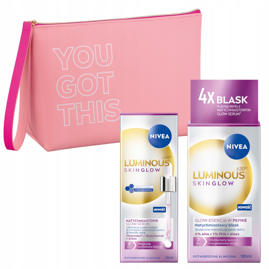Nivea LUMINOUS630 Skin Glow Peeling na obličej Sérum na póry Kosmetická taštička