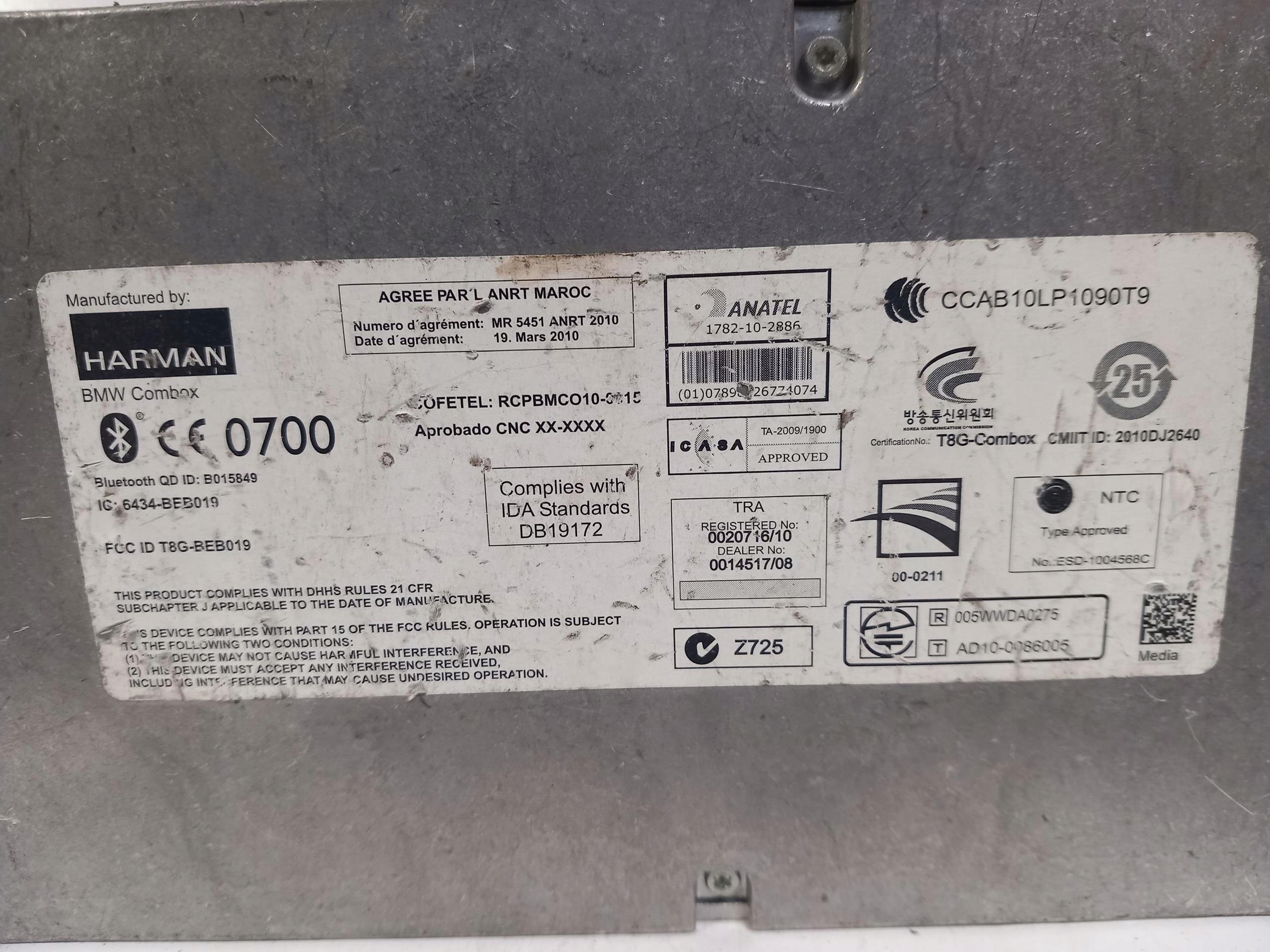 control unit module BLUETOOTH BMW SERIA 5 F10 F11 9244188 10-17