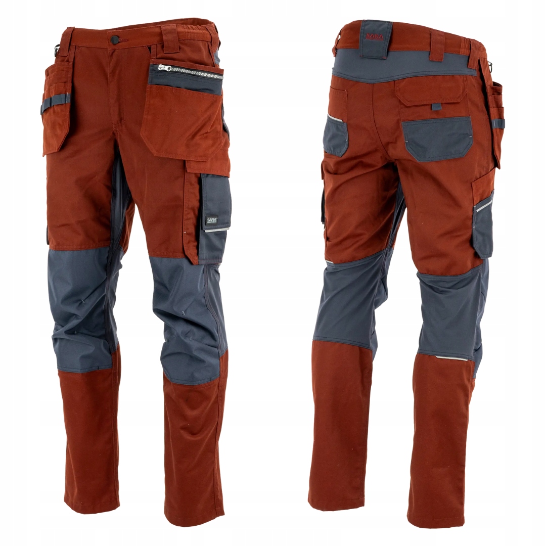 Sara workwear spodnie robocze do pasa Monter Ceglasty/grafitowy 52