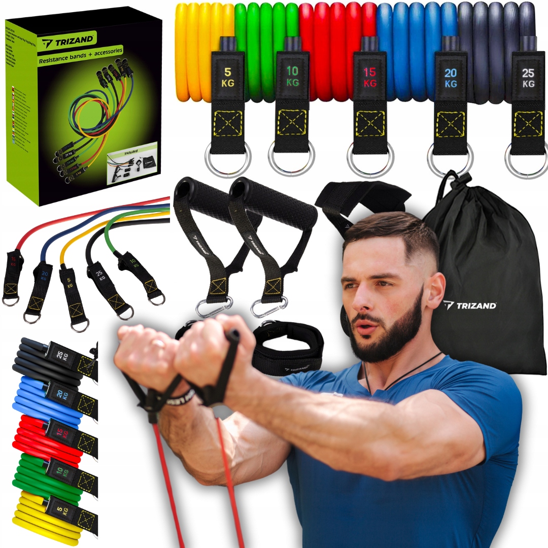 Gumy Oporowe Do Ćwiczeń Zestaw 5 Gum Oporowych Fitness Treningowe Uchwyty