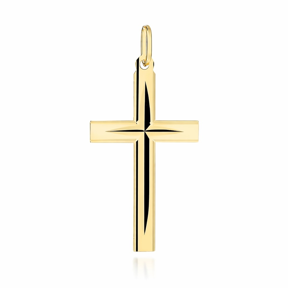 Zlatý Křížek 585 Univerzální S Drážkovaným Řetízkem Pro Chlapce Na Křtiny